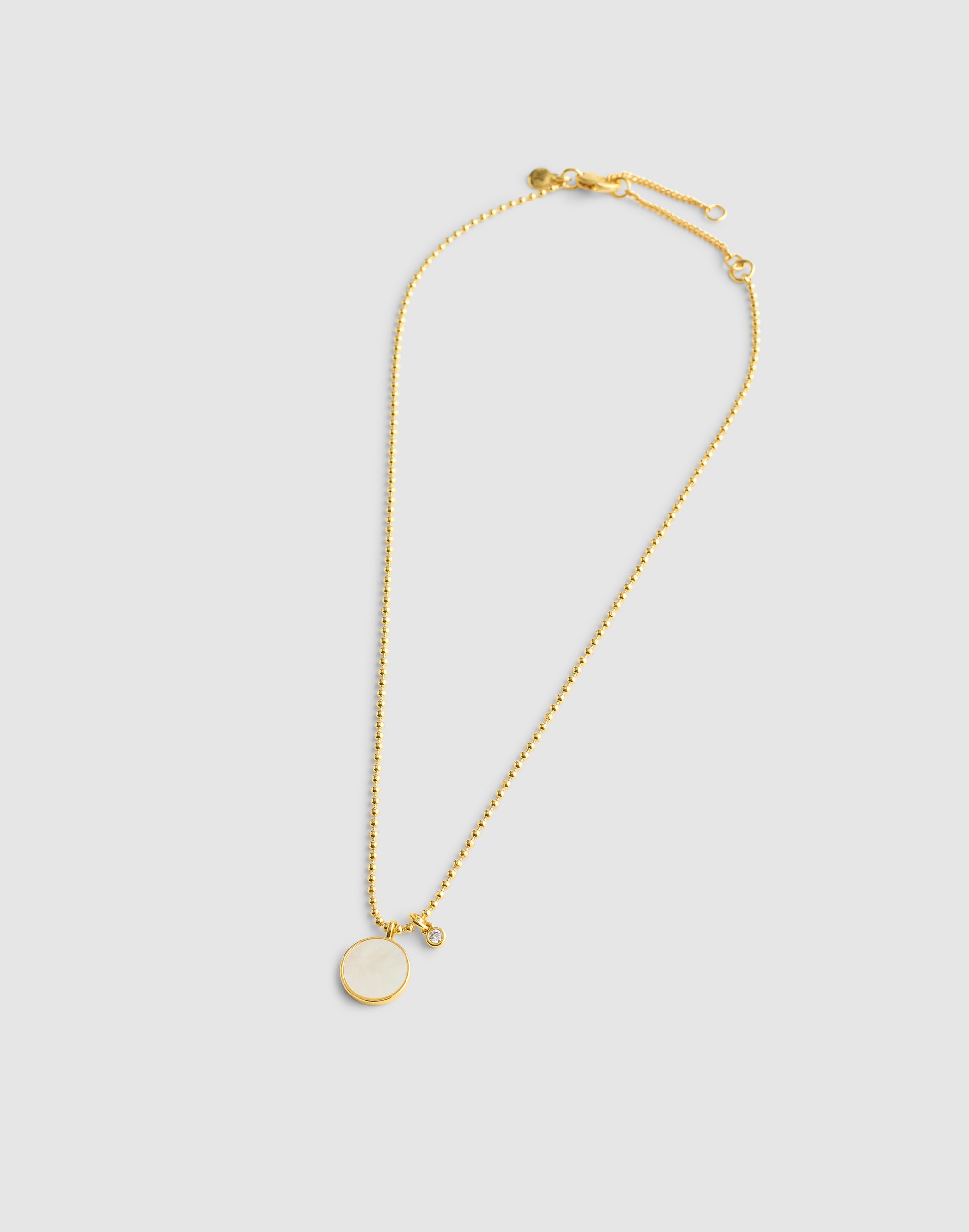 Mother-of-Pearl Bezel Set Ball Chain Necklace