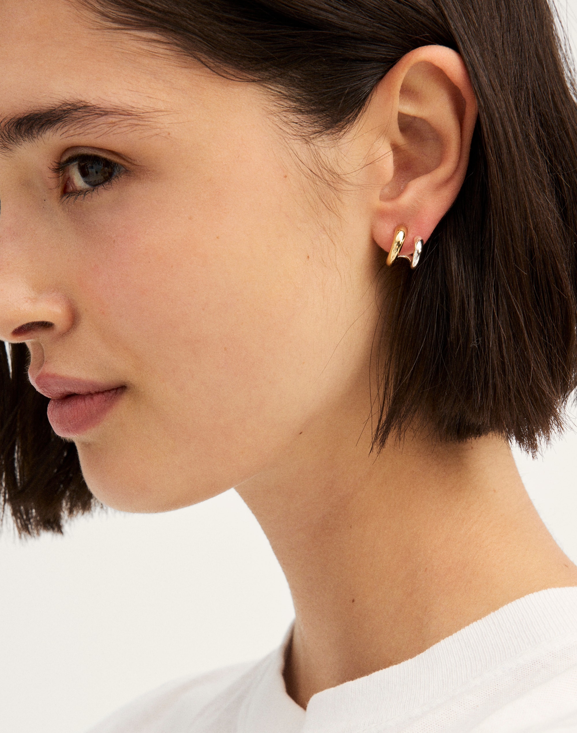 Mixed-Metal Sculptural Double-Hoop Earrings