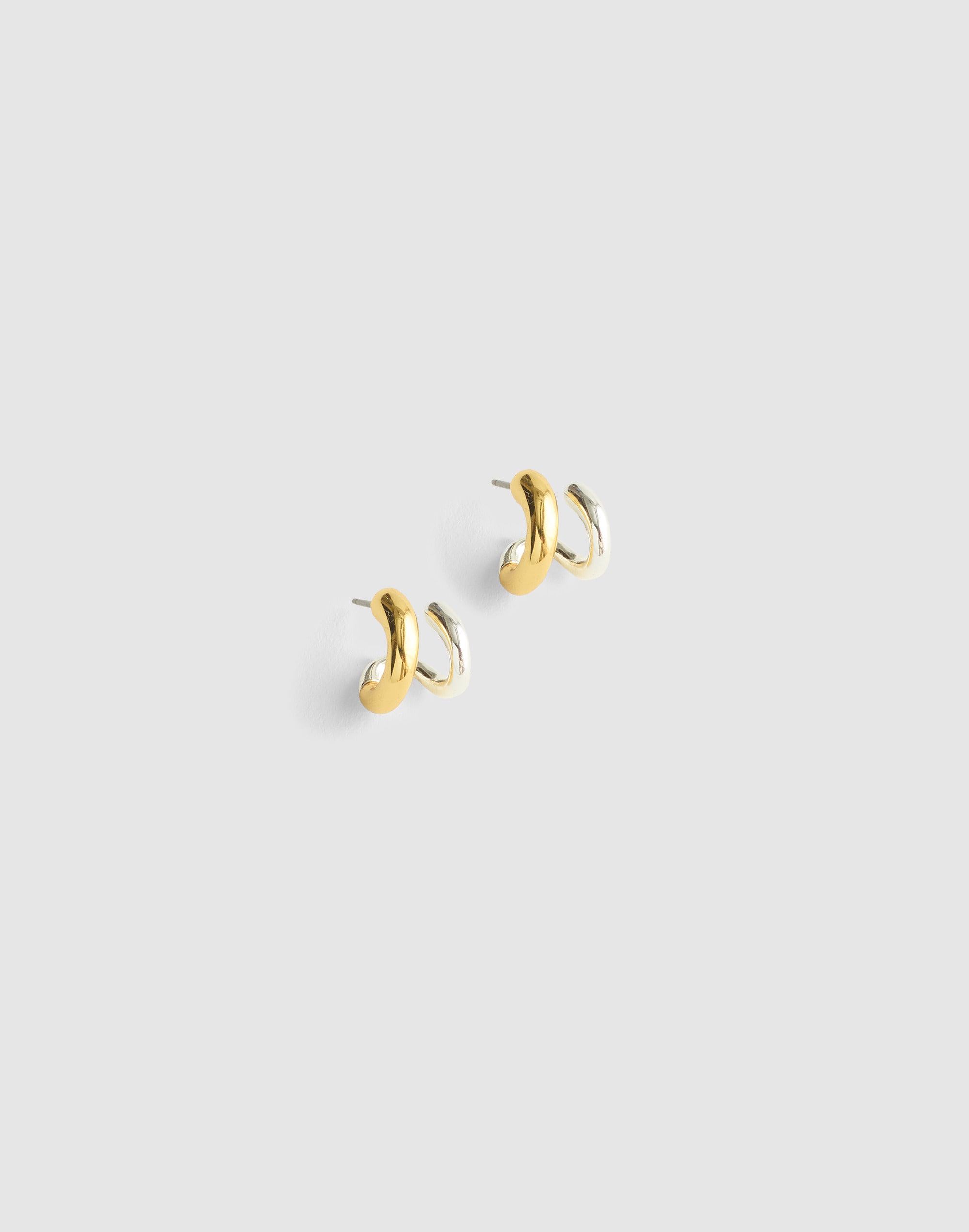 Mixed-Metal Sculptural Double-Hoop Earrings