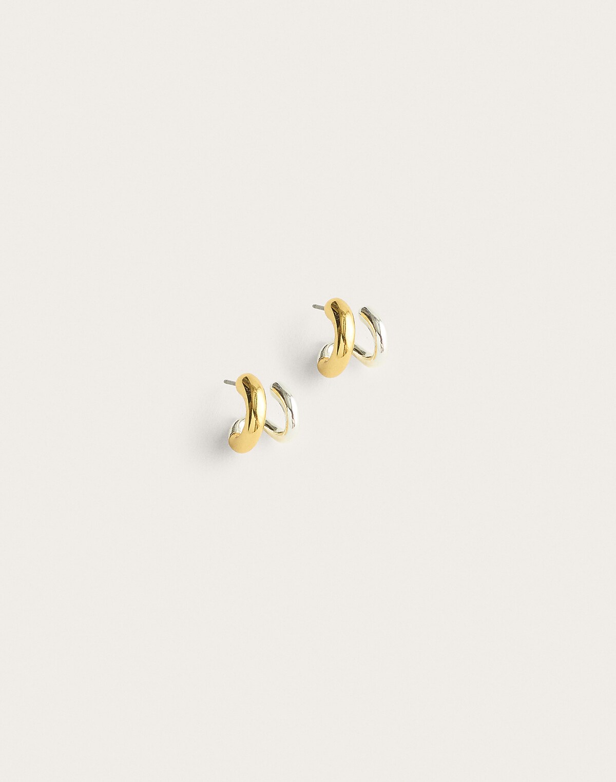 Mixed-Metal Sculptural Double-Hoop Earrings