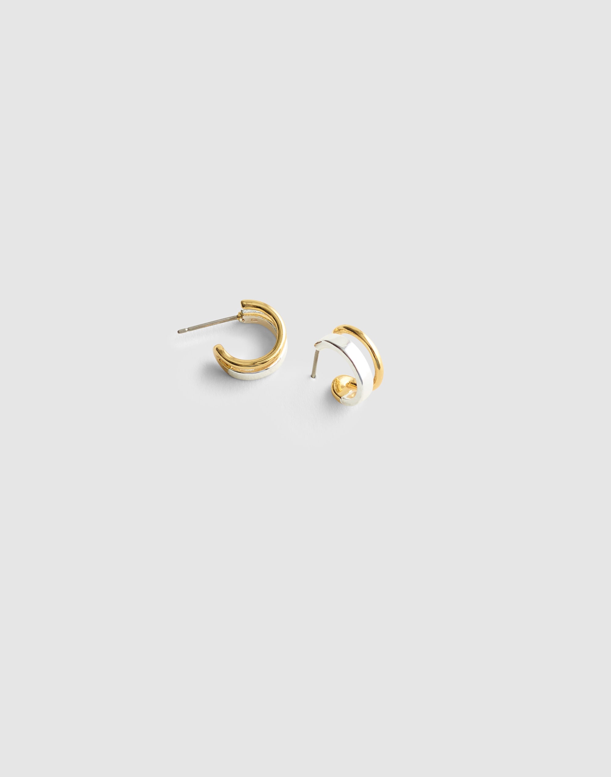 Madewell Mixed-metal Asymmetric Double Huggie-hoop Earrings In Gold