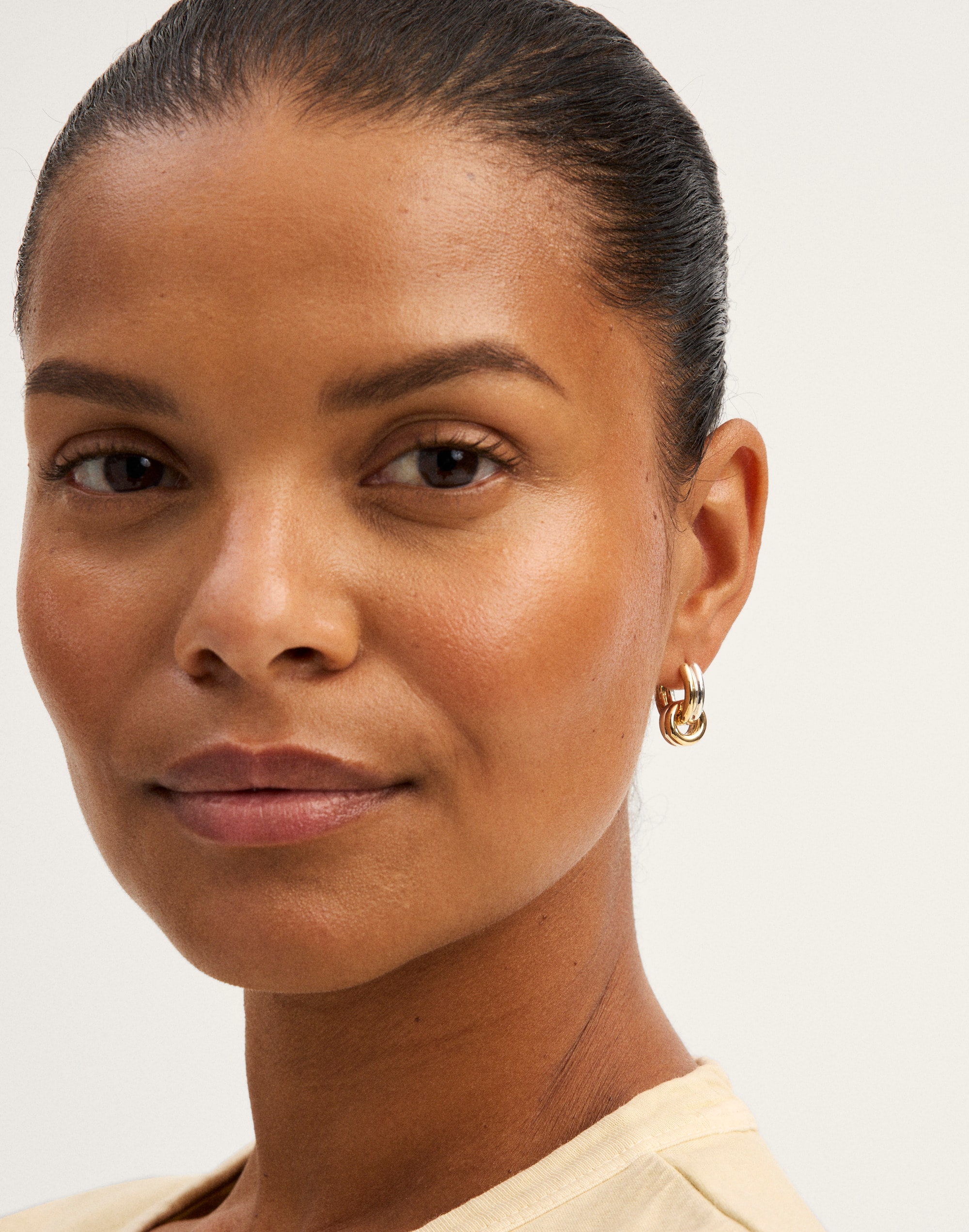 Mixed-Metal Double-Ring Huggie Hoop Earrings