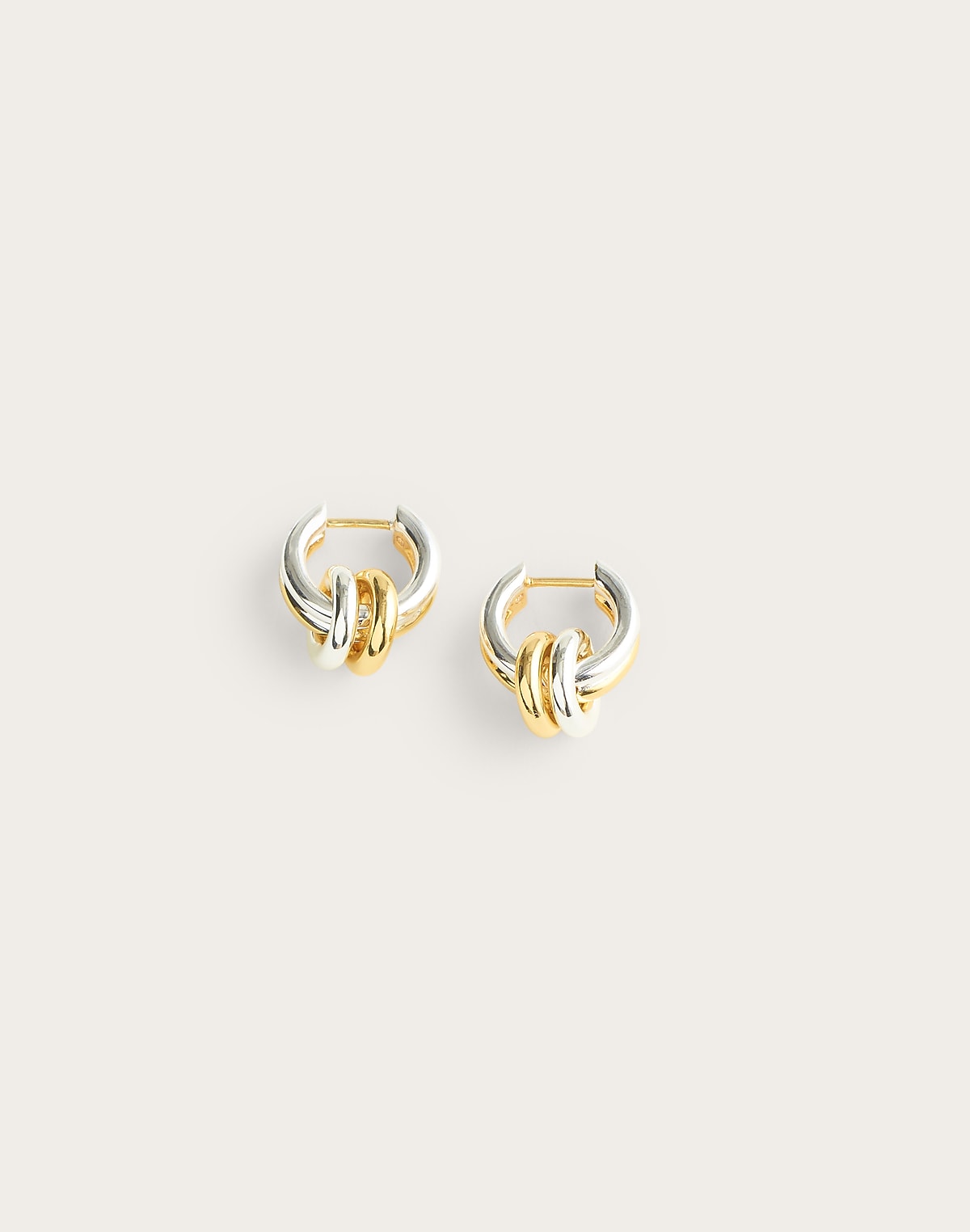 Mixed-Metal Double-Ring Huggie Hoop Earrings
