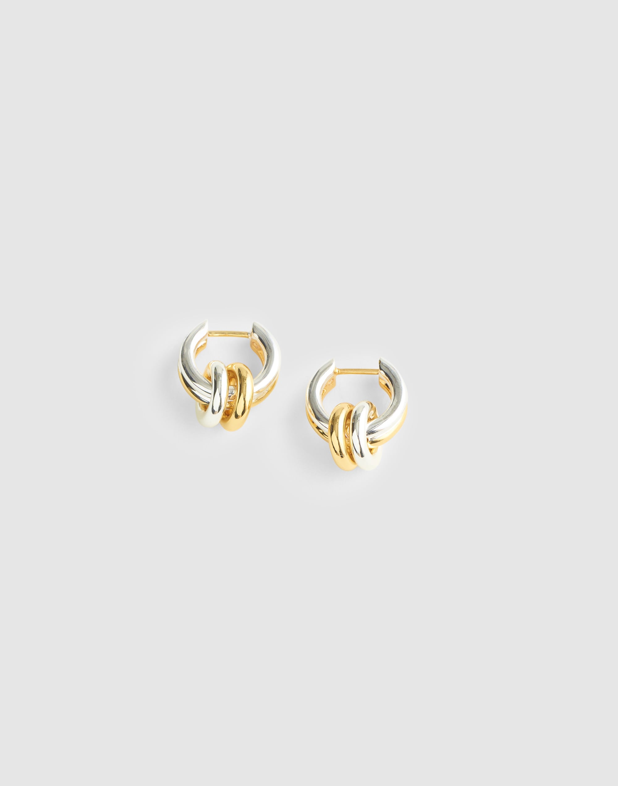mixed-metal double-ring huggie hoop earrings