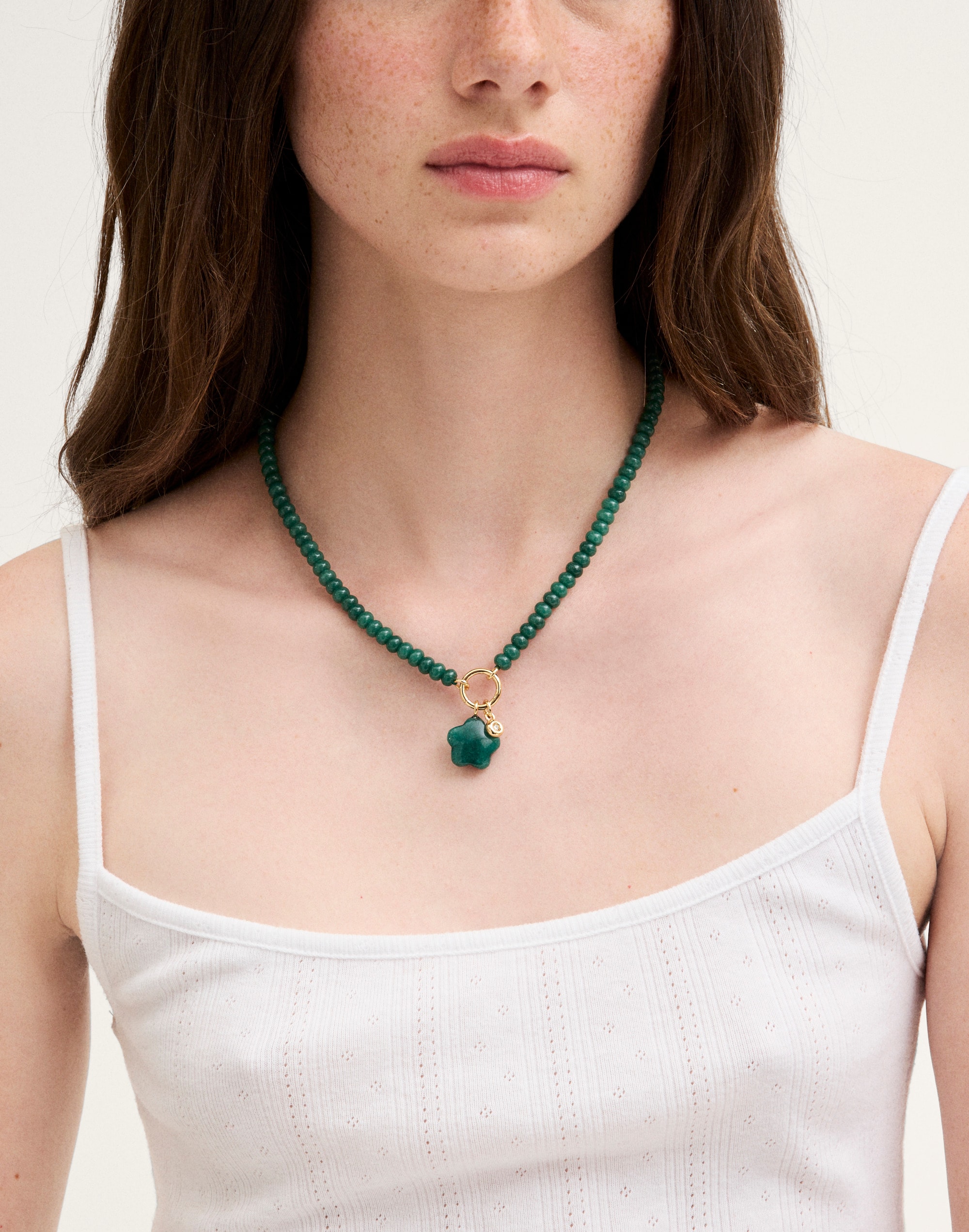 Semiprecious Beaded Charm Necklace