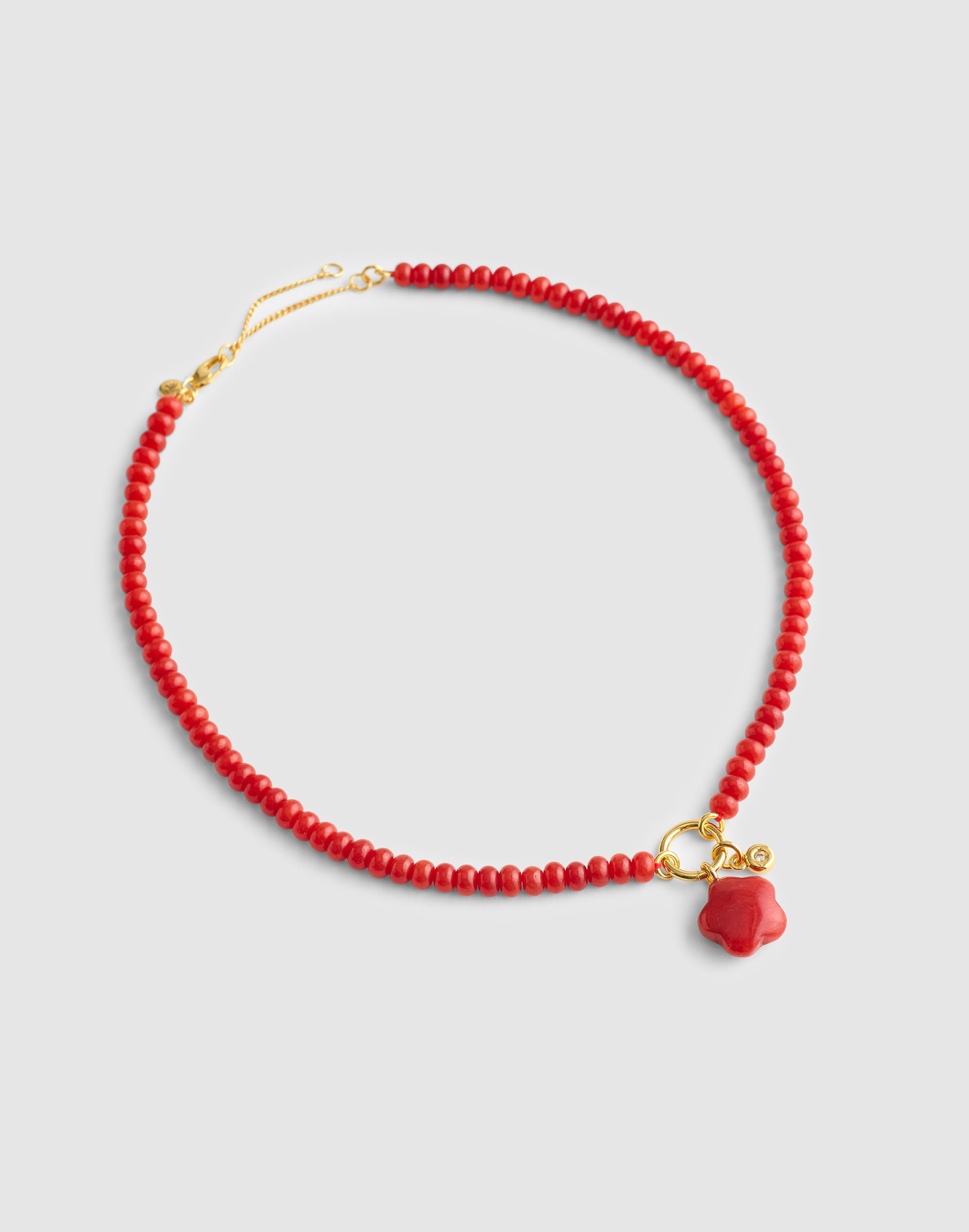 Semiprecious Flower Beaded Charm Necklace