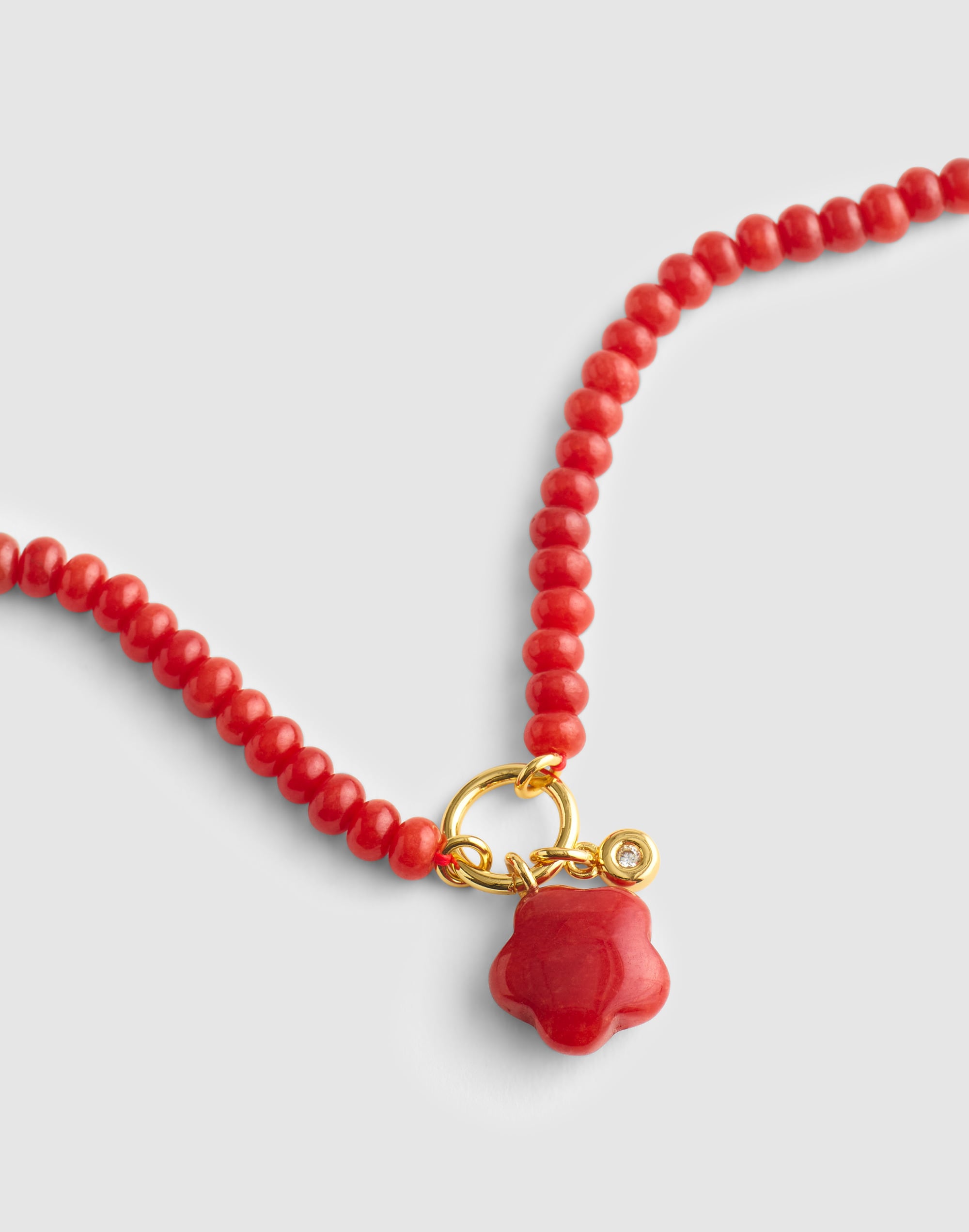 Madewell Semiprecious Flower Beaded Charm Necklace In Pomegranate Seed