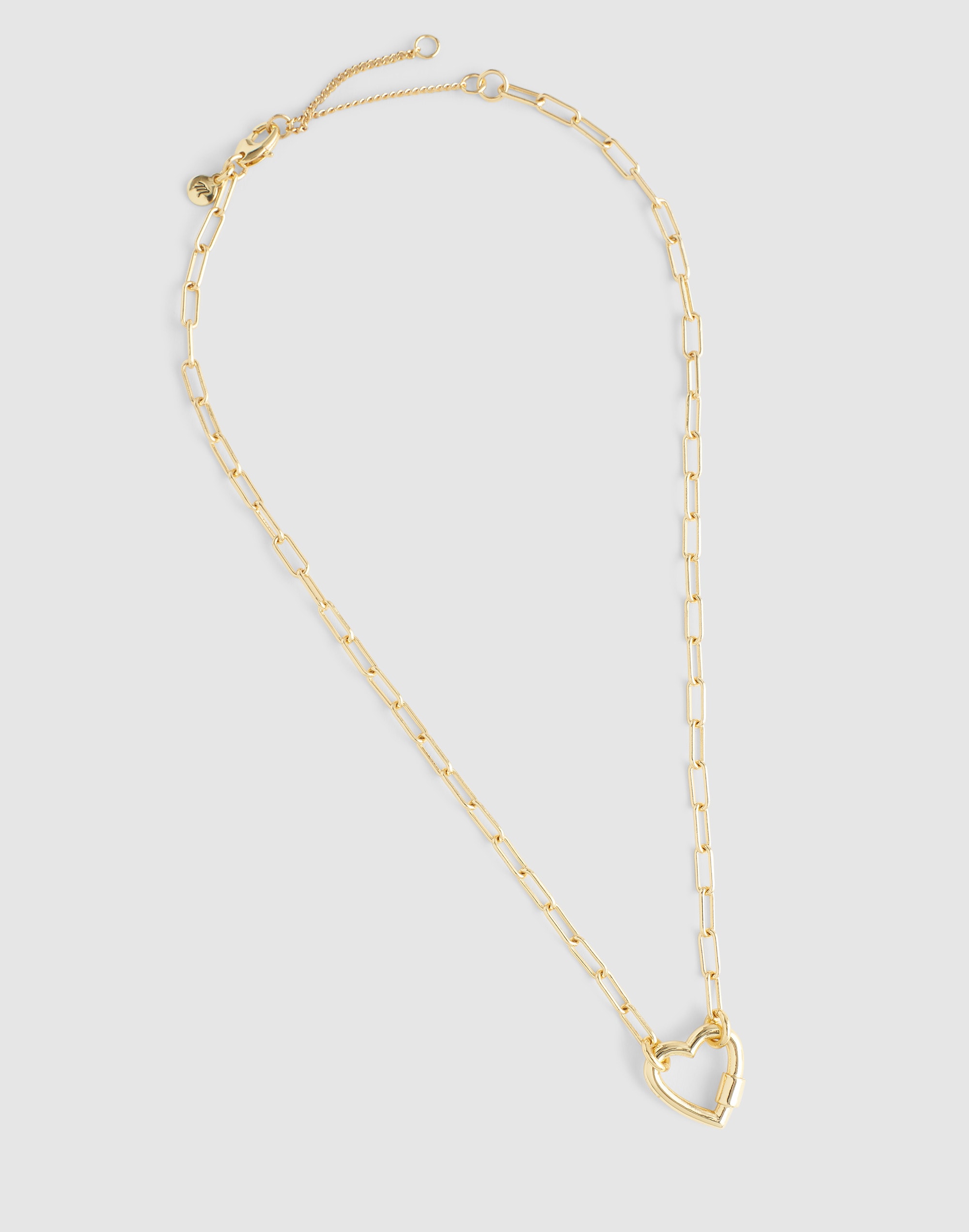 Heart Carabiner Paperclip Chain Necklace