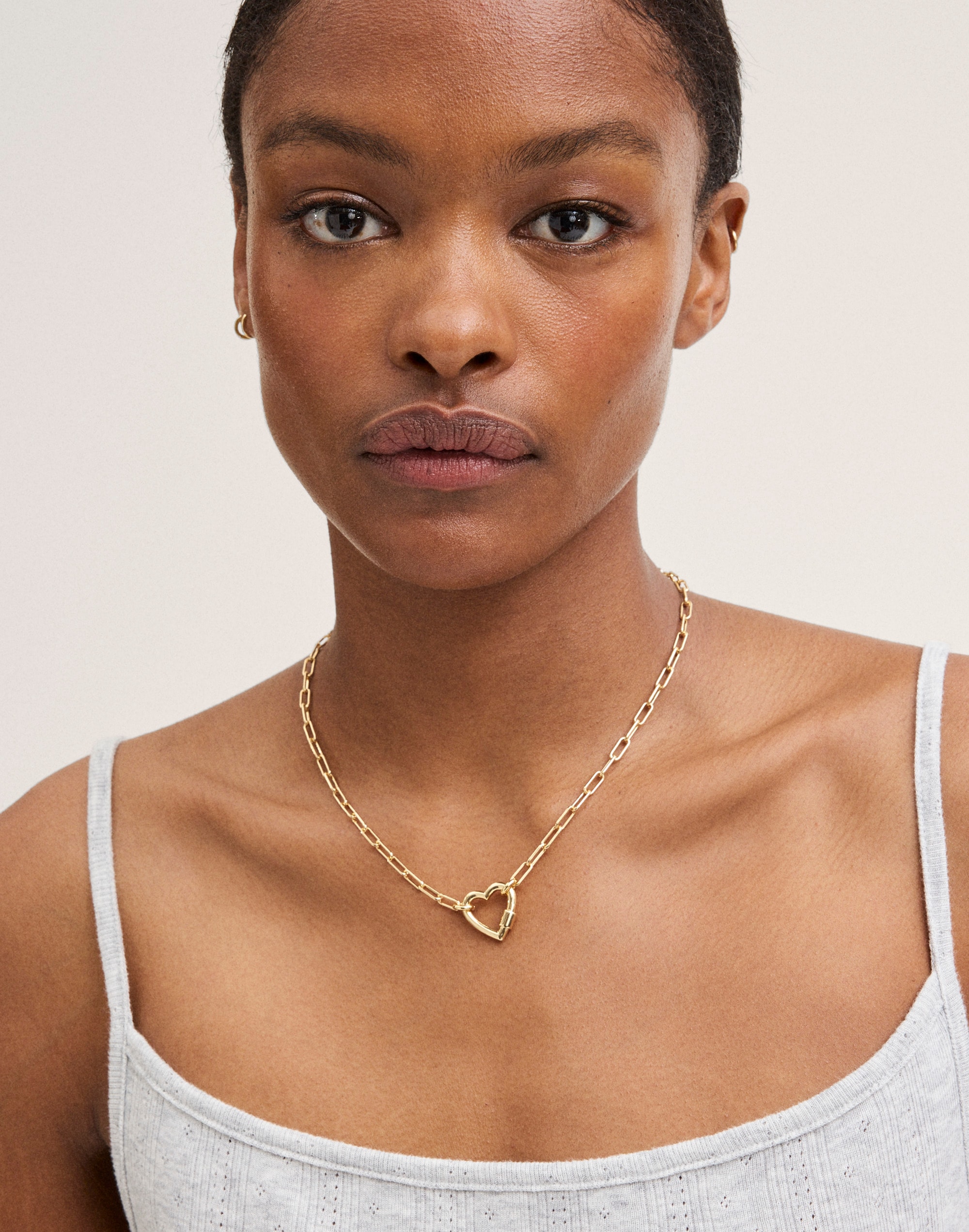 Heart Carabiner Paperclip Chain Necklace