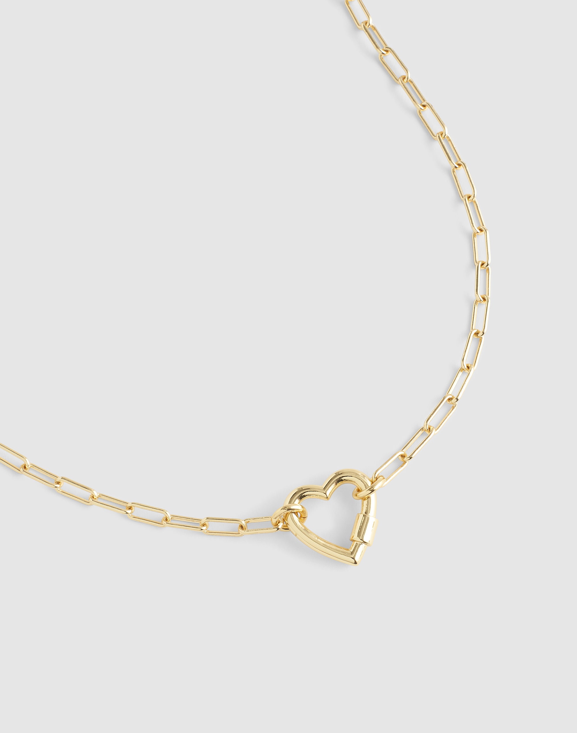 Heart Carabiner Paperclip Chain Necklace