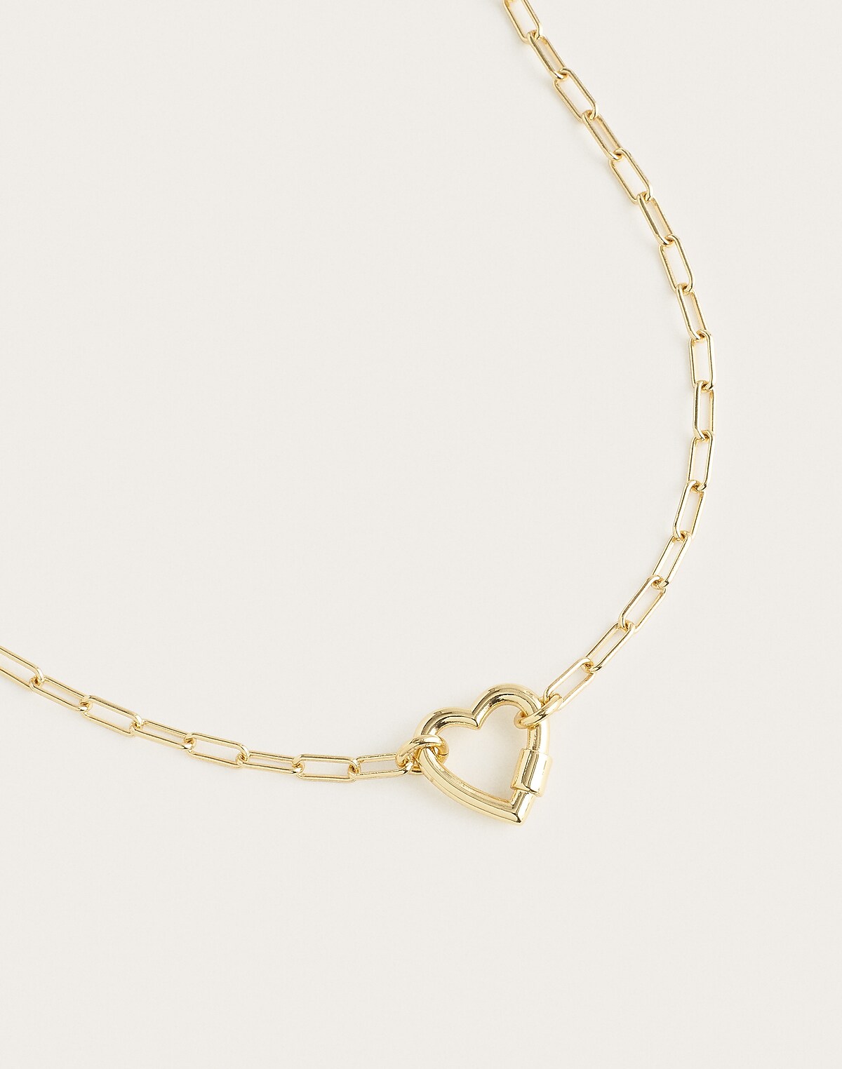 Heart Carabiner Paperclip Chain Necklace