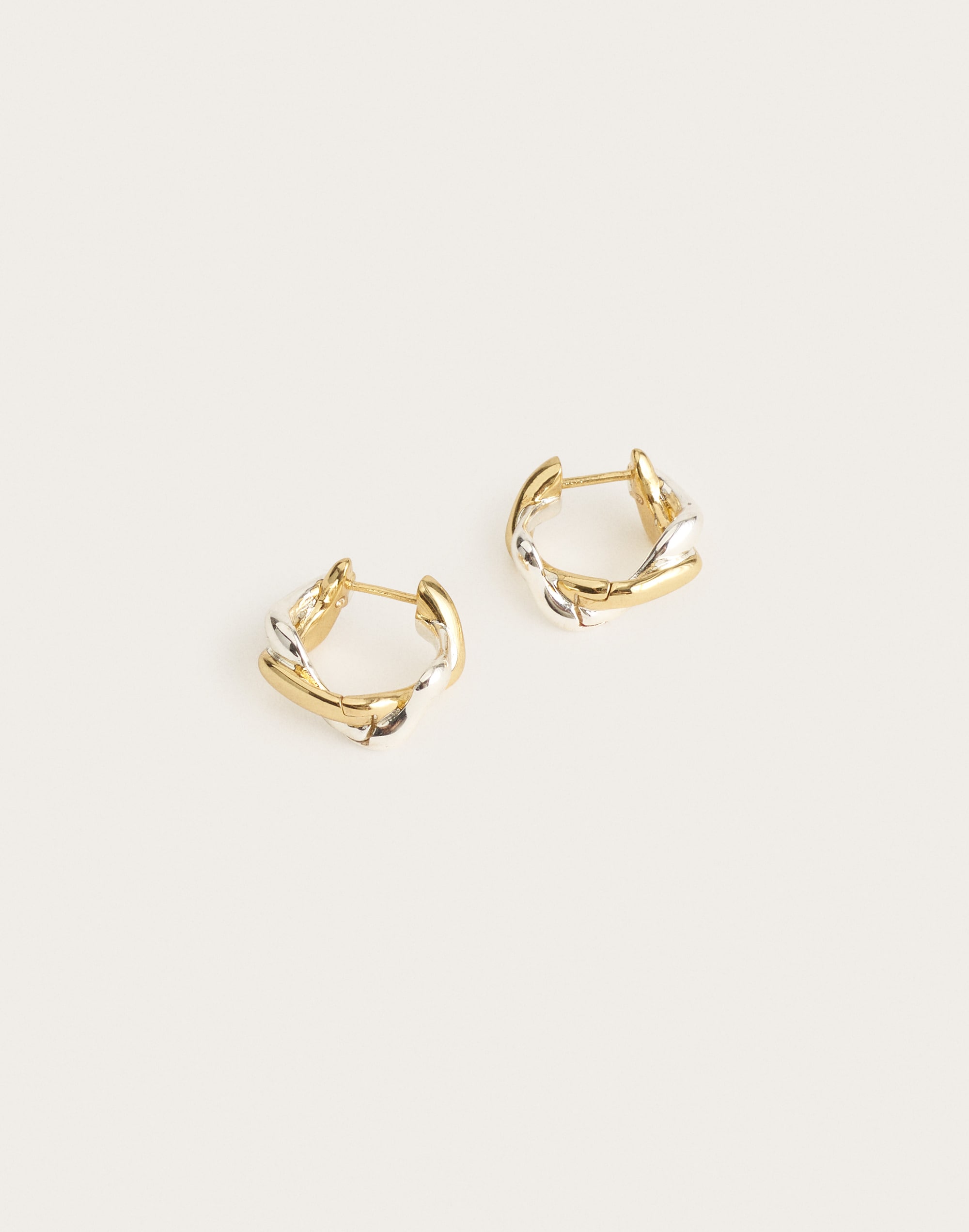 Mixed-Metal Sculptural Small Hoop Earrings