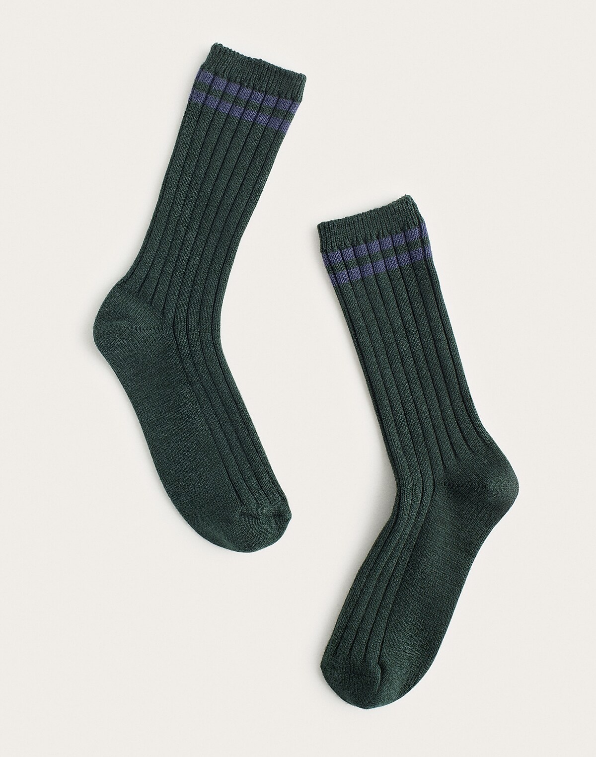 Contrast-Stripe Crew Socks