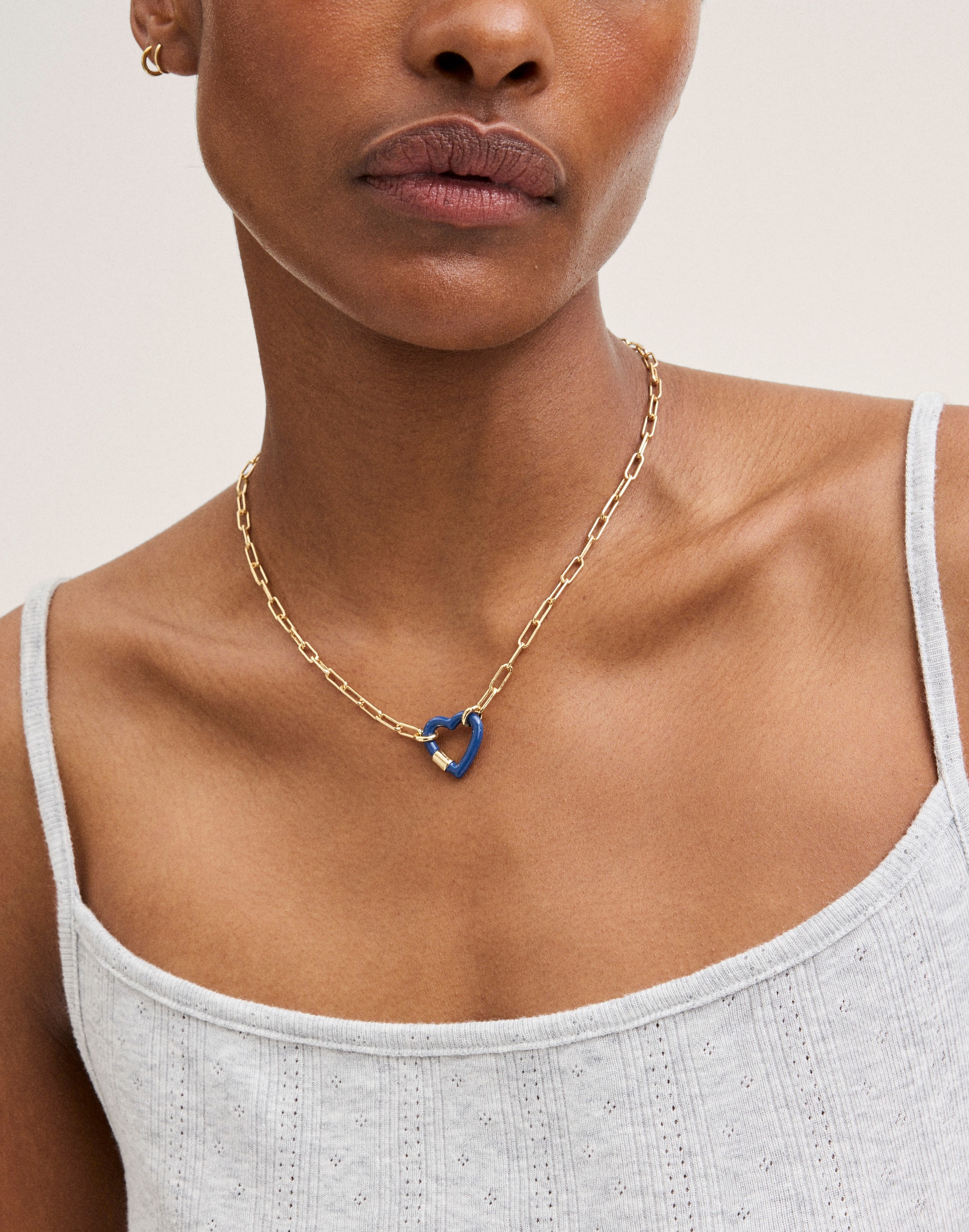 Heart Carabiner Paperclip Chain Necklace