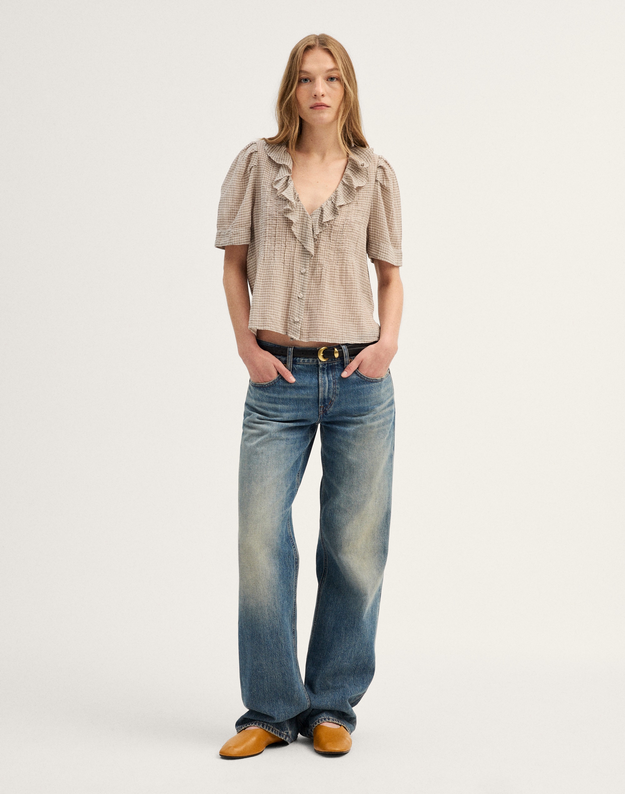 Ruffled Pintuck Top