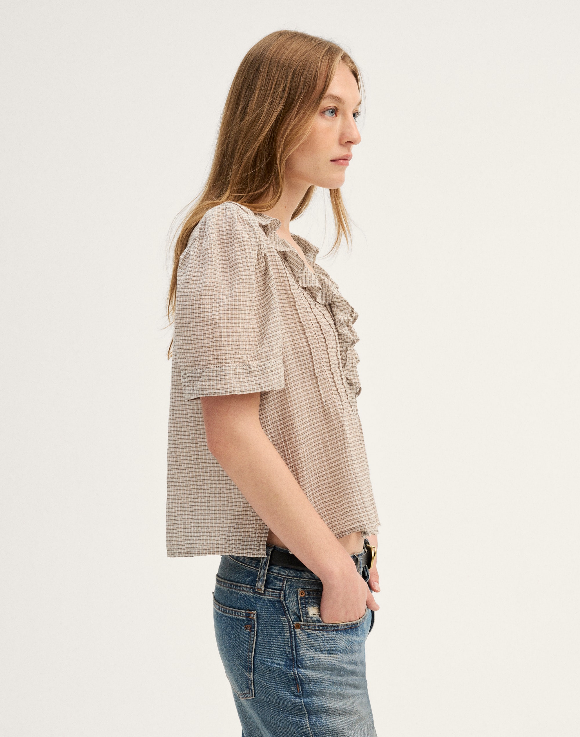 Ruffled Pintuck Top