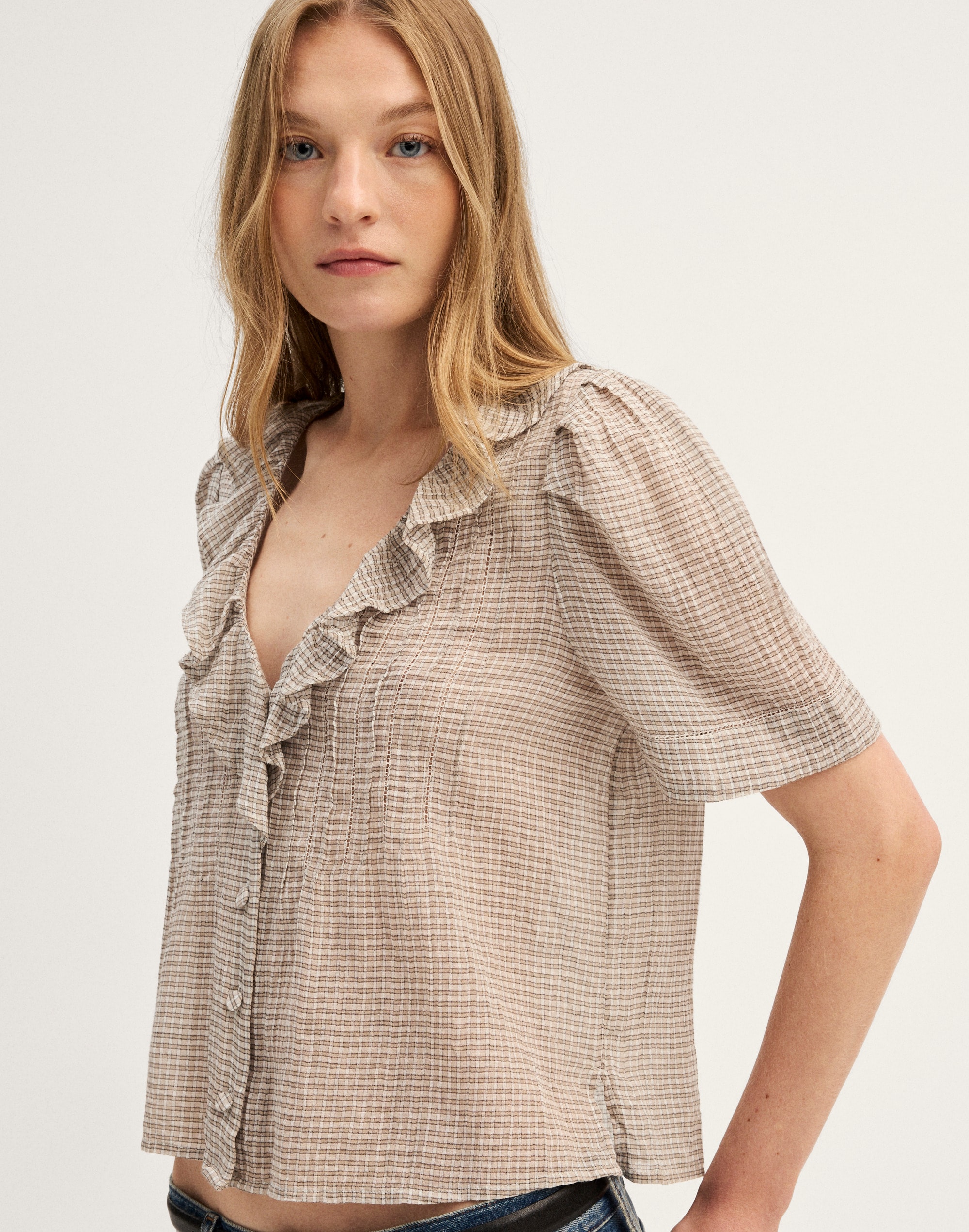 Ruffled Pintuck Top