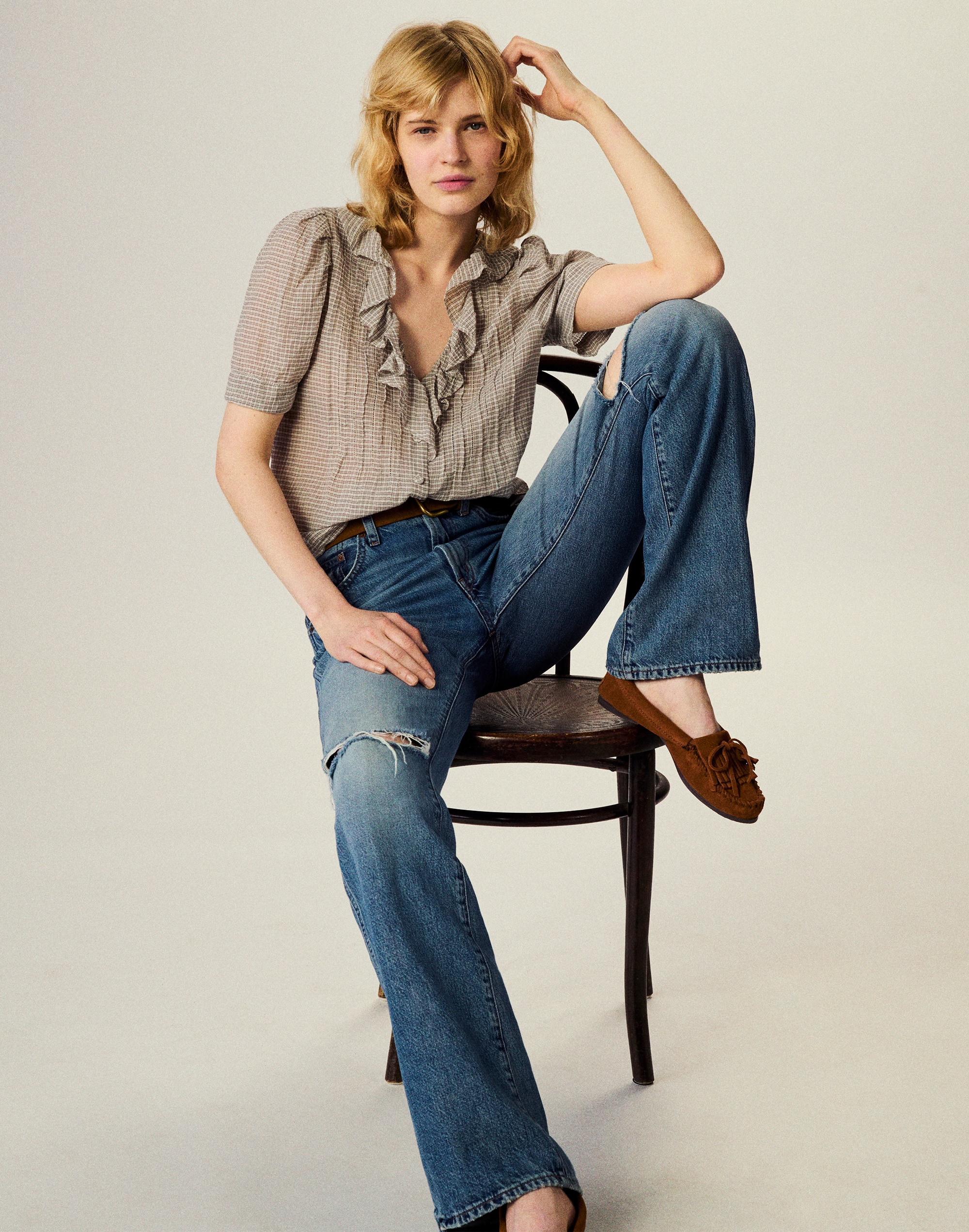Ruffled Pintuck Top
