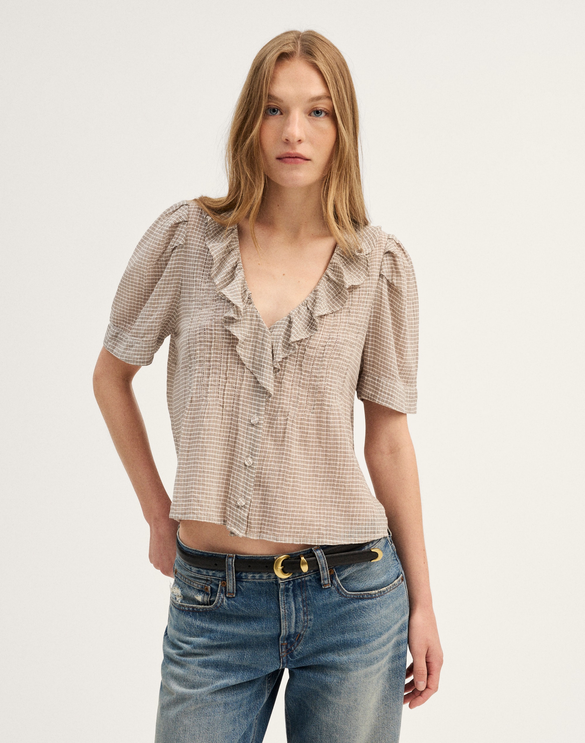 ruffled pintuck top