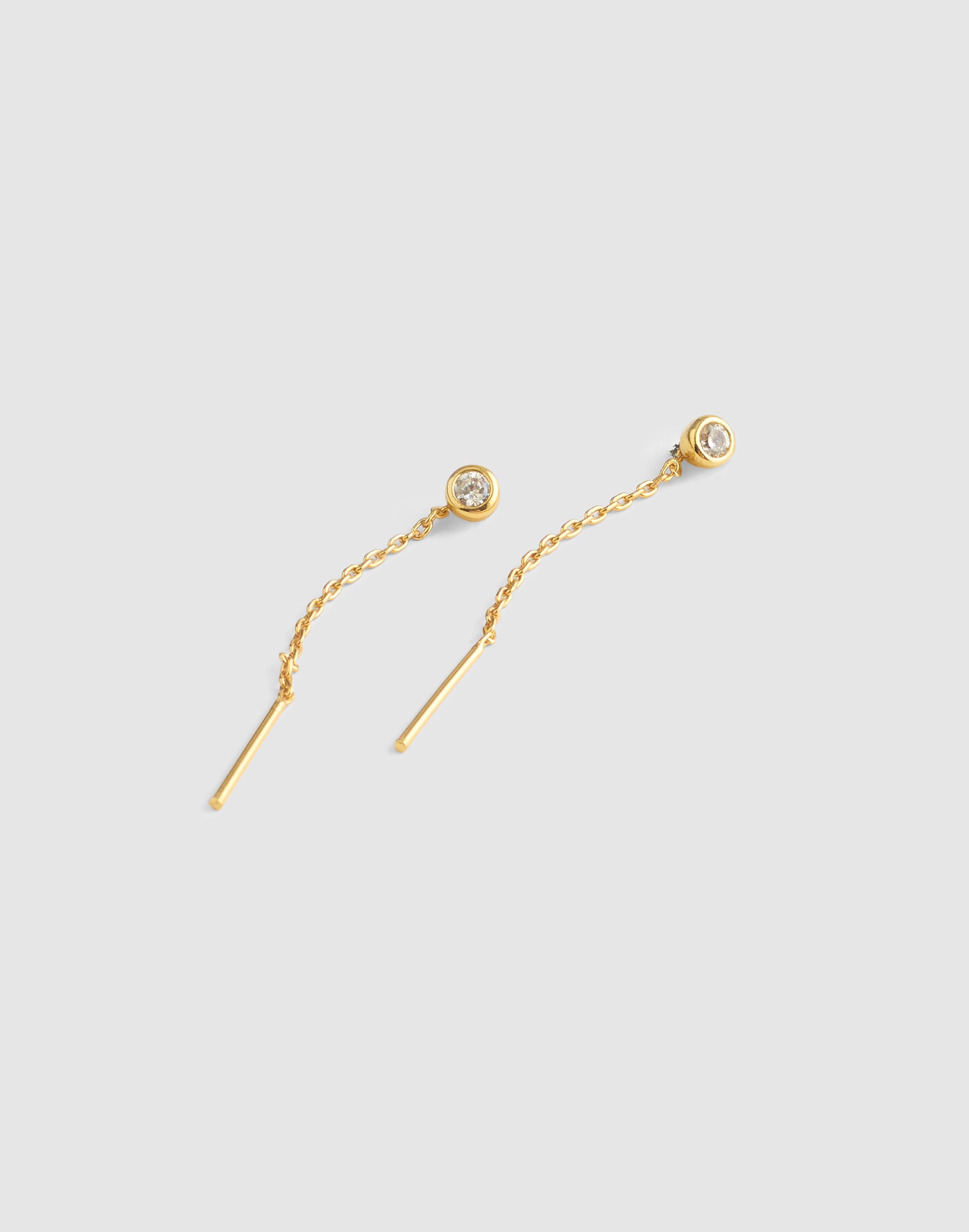 Bezel-Set Chain Threader Earrings
