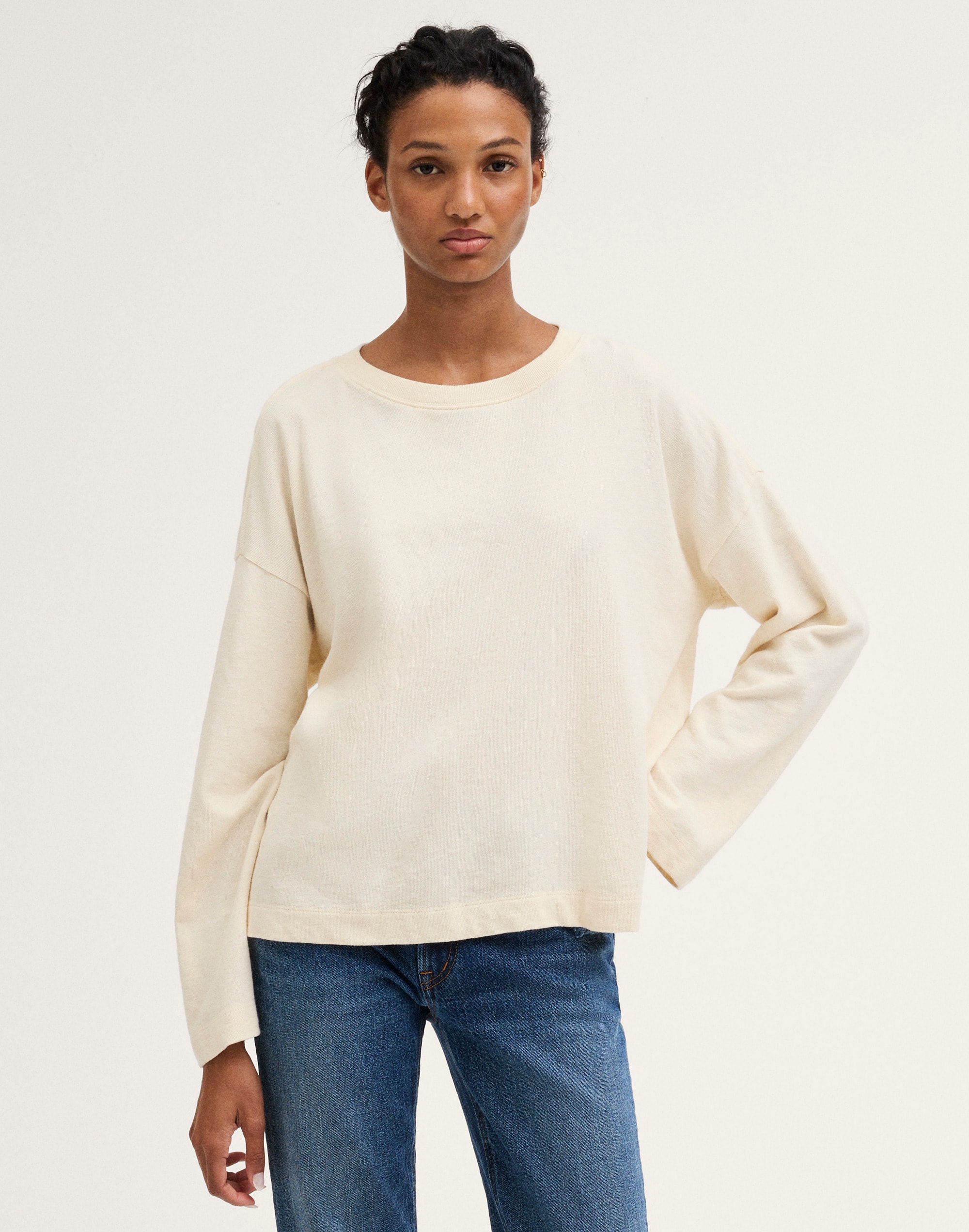 Madewell Easy Crewneck Long-sleeve Tee In Canvas