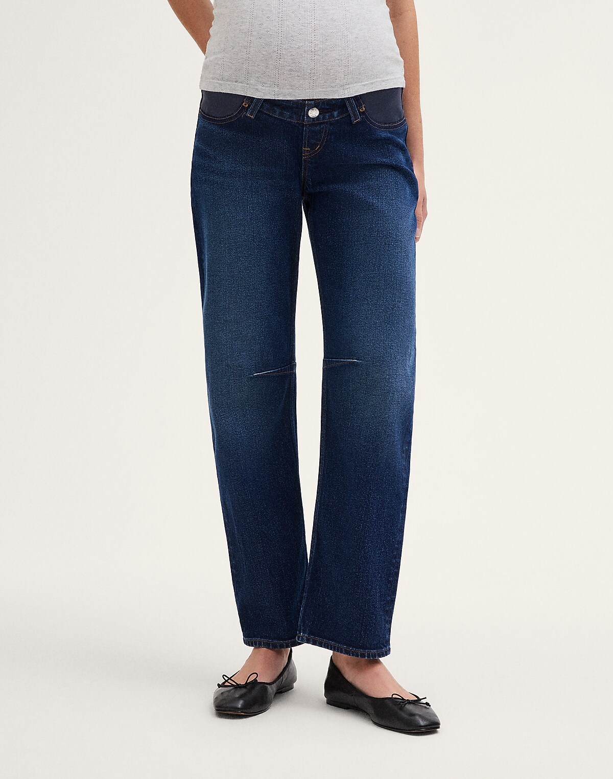 The Maternity Darted Barrel-Leg Jean