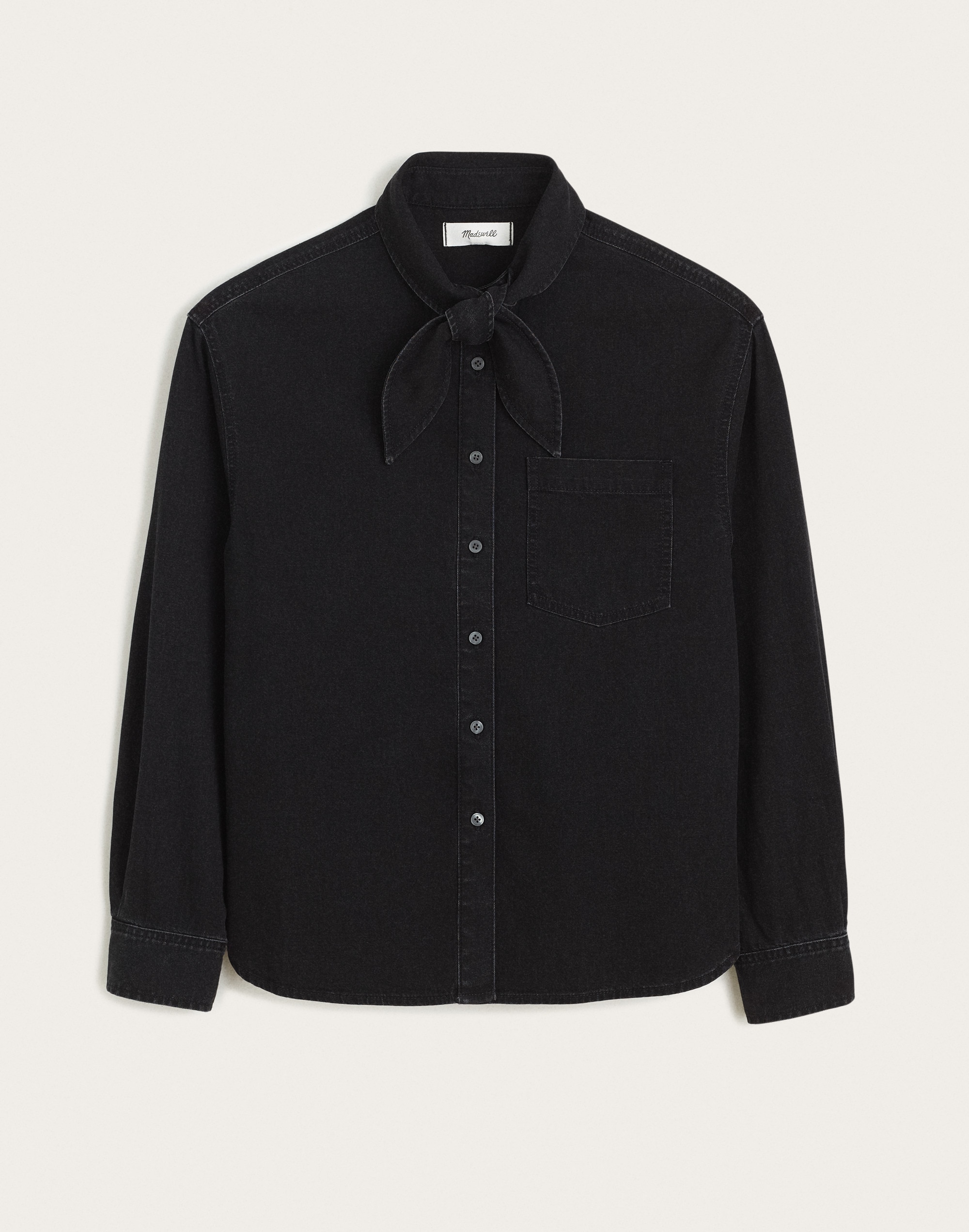Denim Tie-Neck Shirt