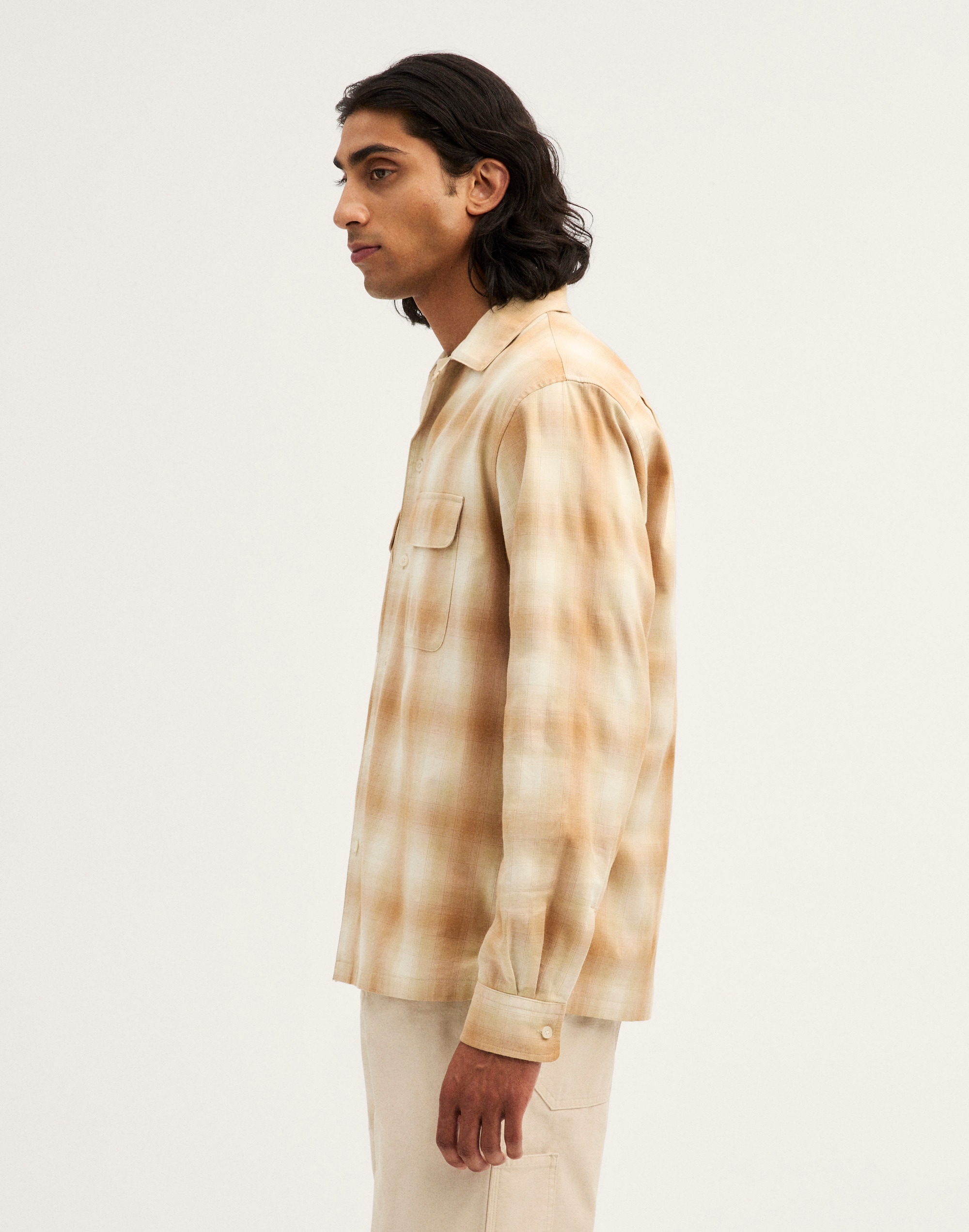 Camp-Collar Long-Sleeve Shirt in Cotton Blend