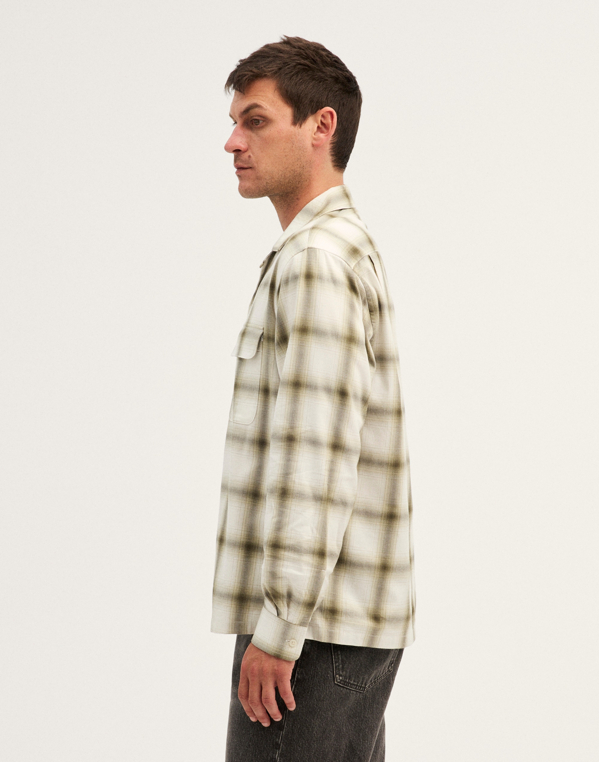 Camp-Collar Long-Sleeve Shirt in Cotton Blend