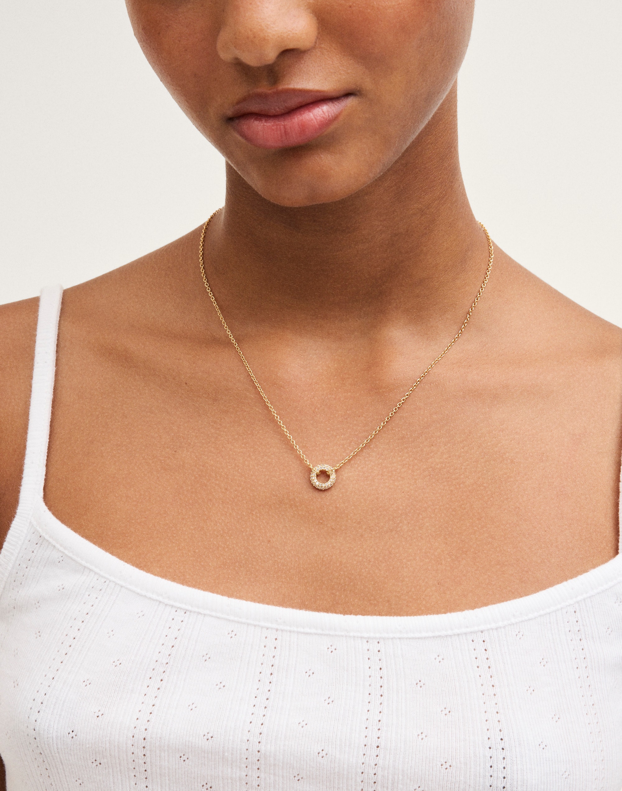 Pav&eacute; Ring Choker Chain Necklace