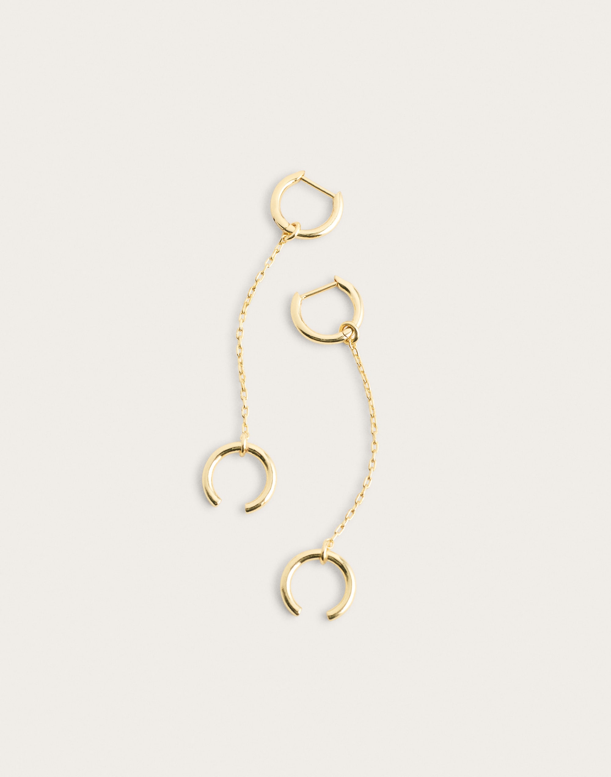 Huggie Hoop Cuff Chain Earrings