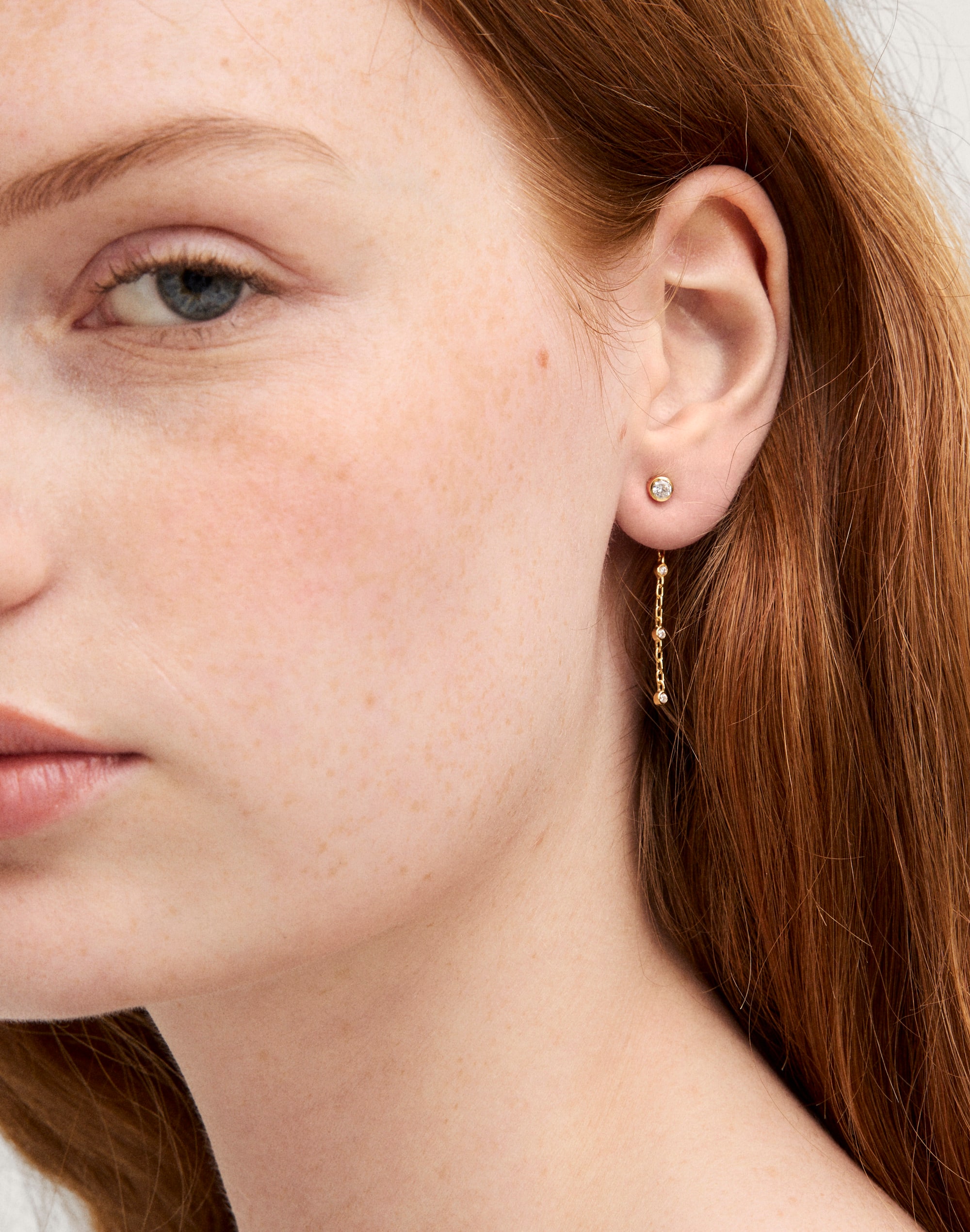 Demi-Fine Bezel Set Front-Back Drop Earrings