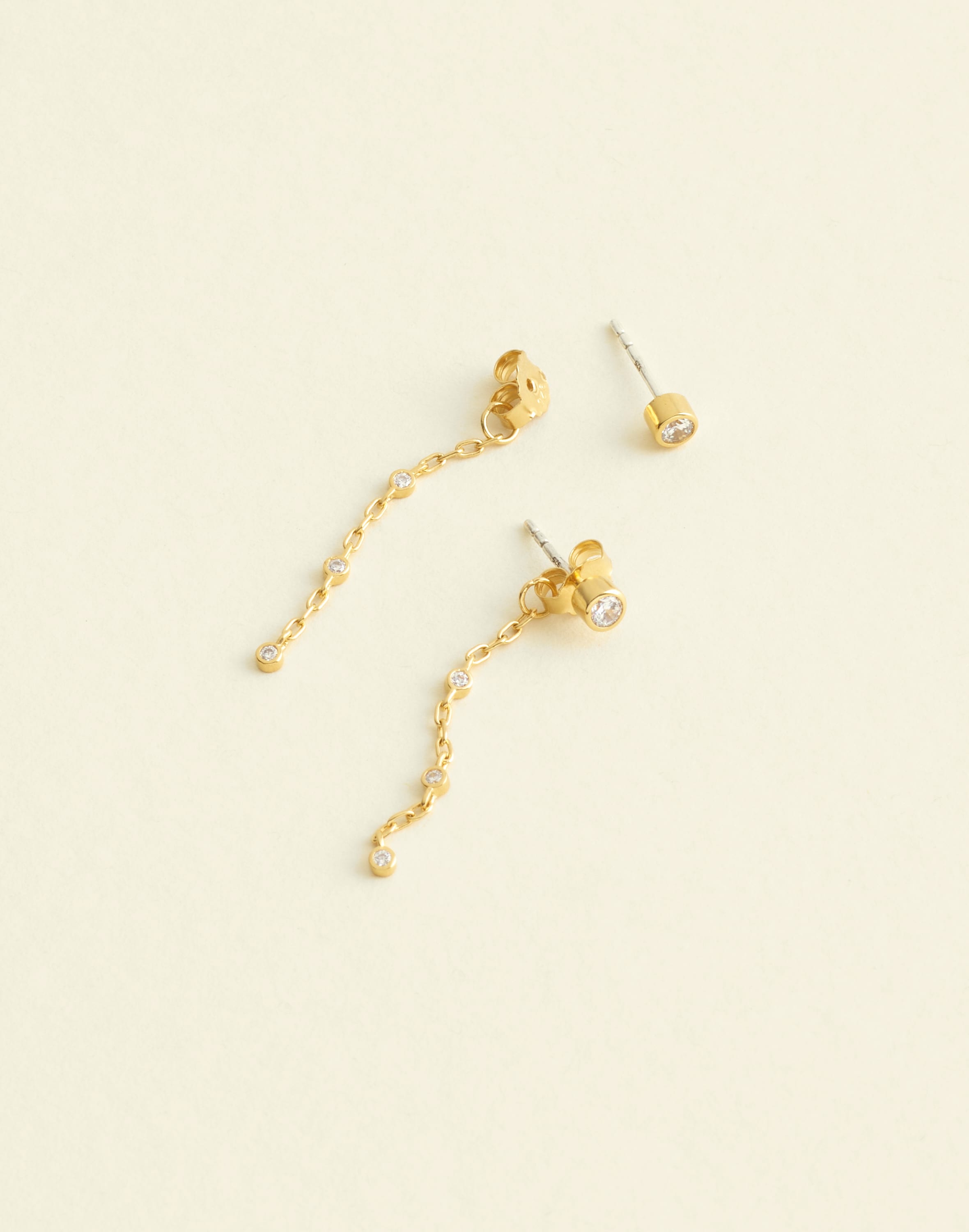Demi-Fine Bezel Set Front-Back Drop Earrings