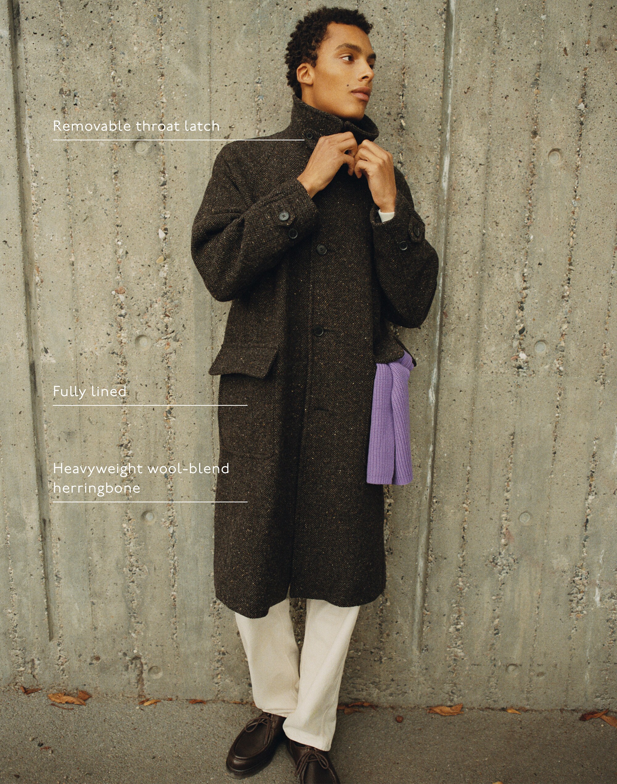 Flecked Herringbone Overcoat