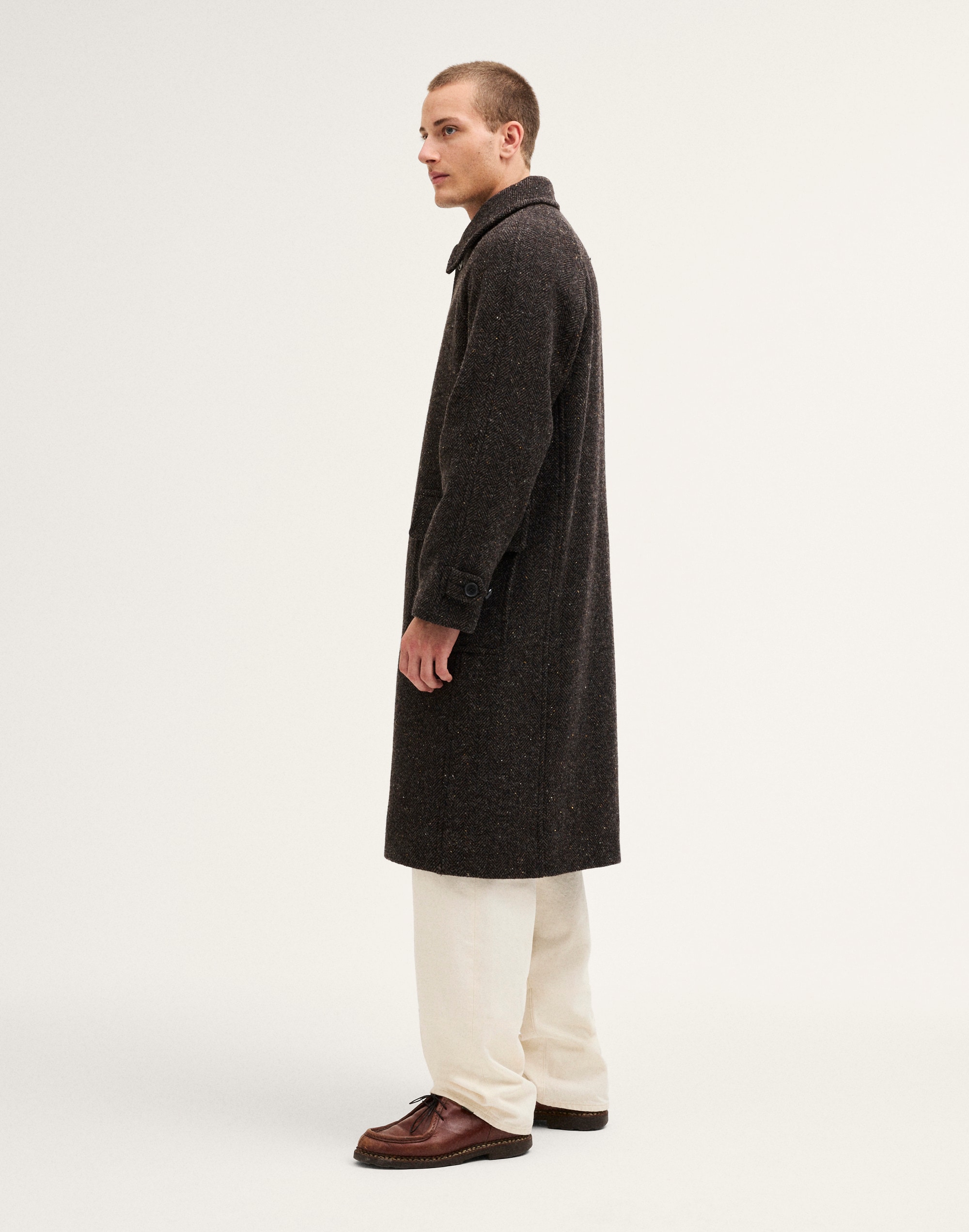 Flecked Herringbone Overcoat