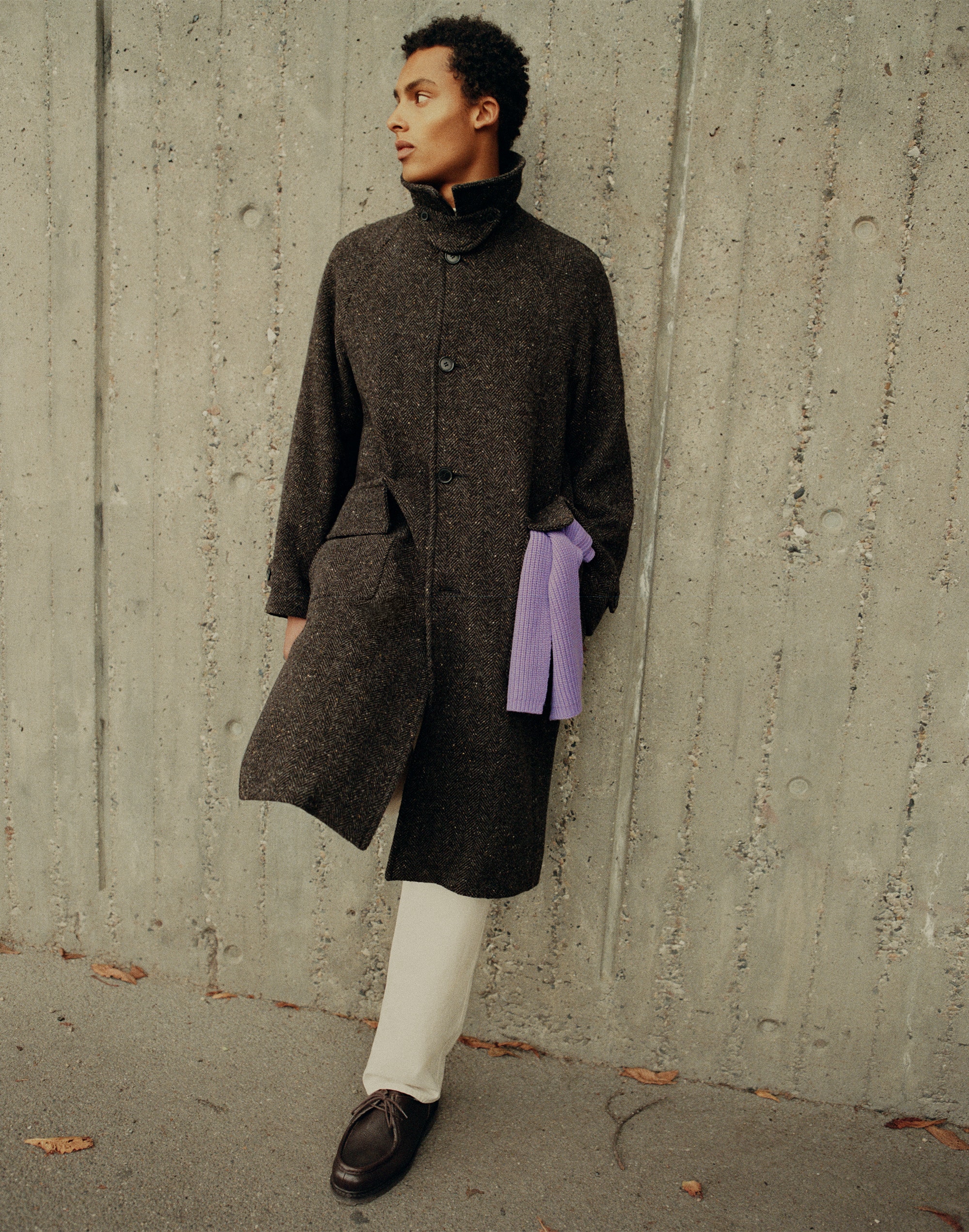 Flecked Herringbone Overcoat