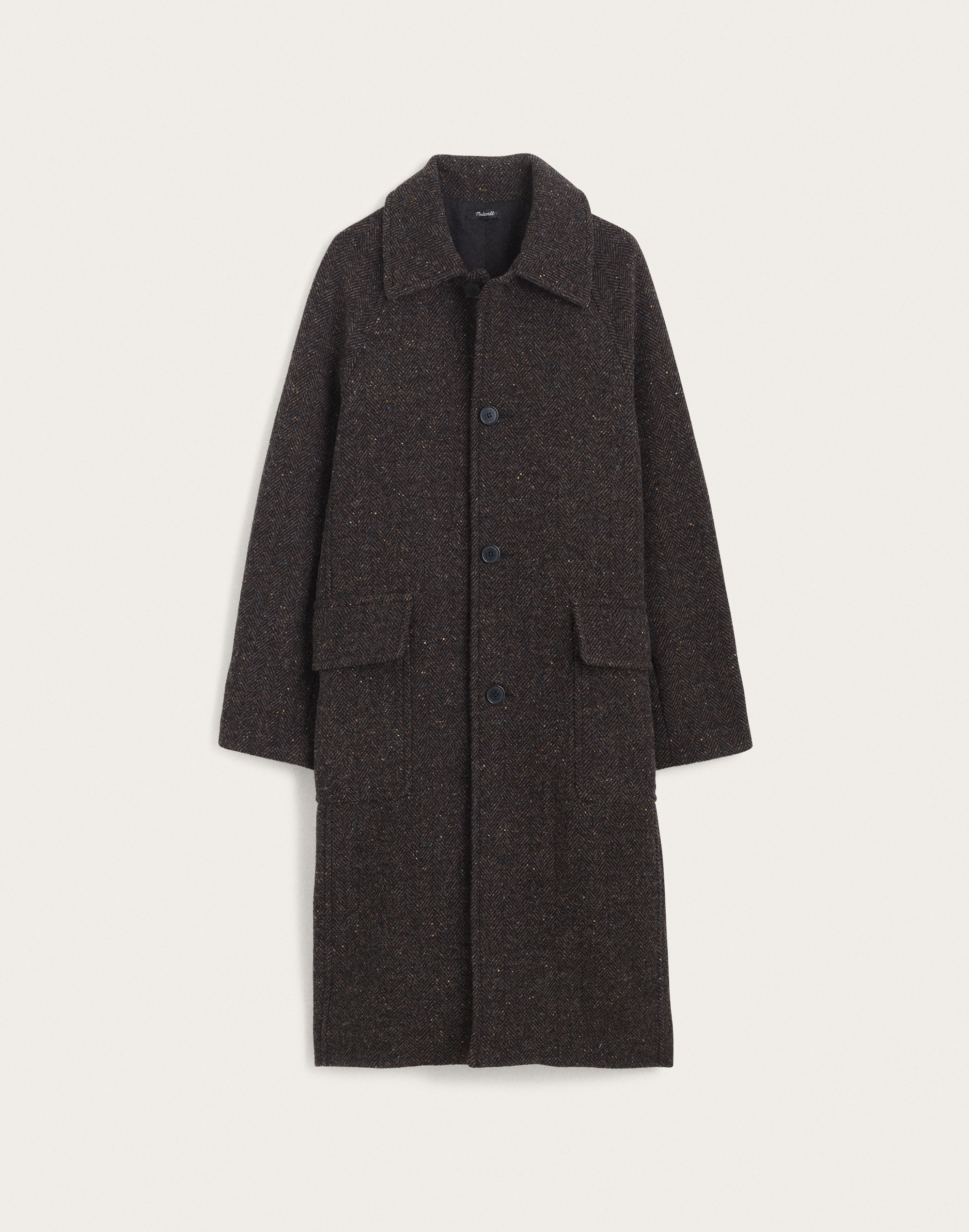 Flecked Herringbone Overcoat