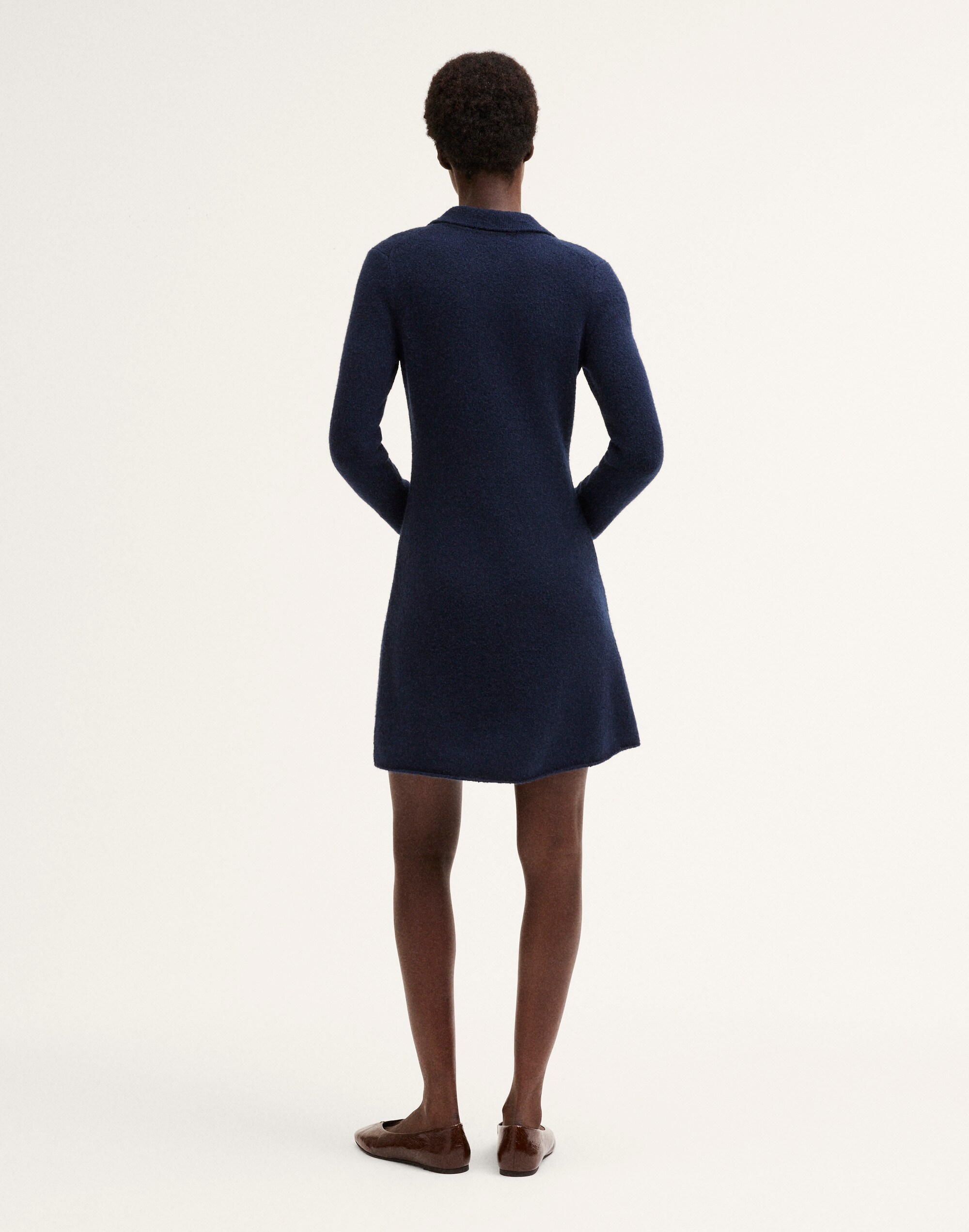 Long-Sleeve Polo Mini Dress in Cozy Cotton Blend