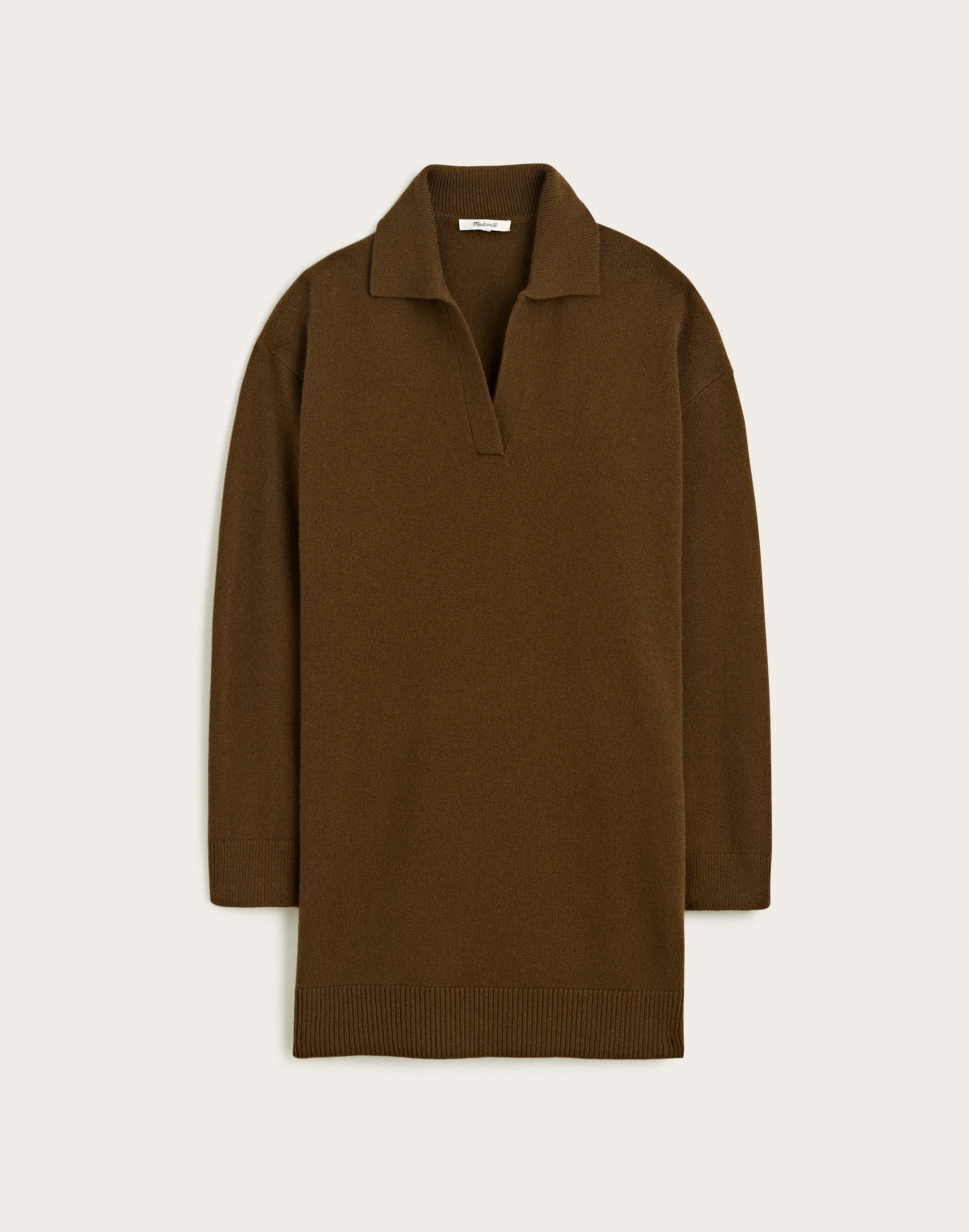 Johnny-Collar Drop-Shoulder Mini Dress