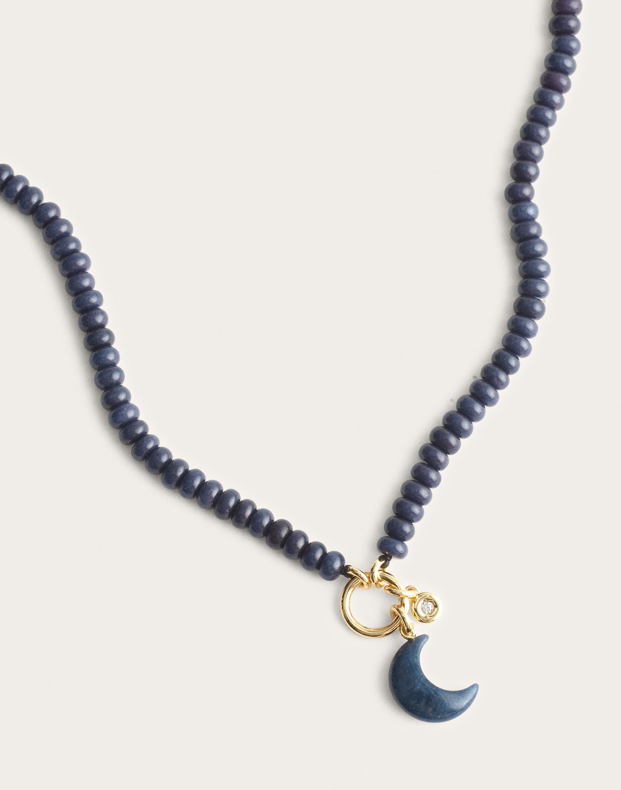Semiprecious Moon Beaded Charm Necklace