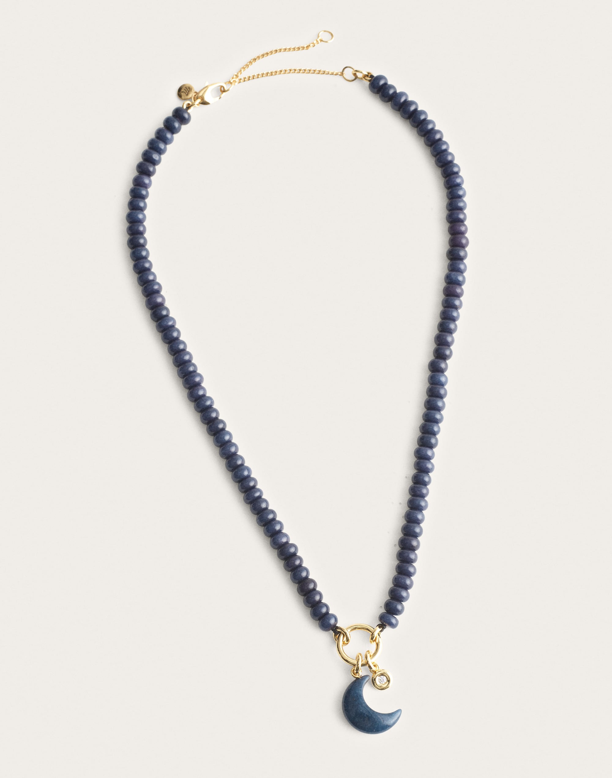 Semiprecious Moon Beaded Charm Necklace