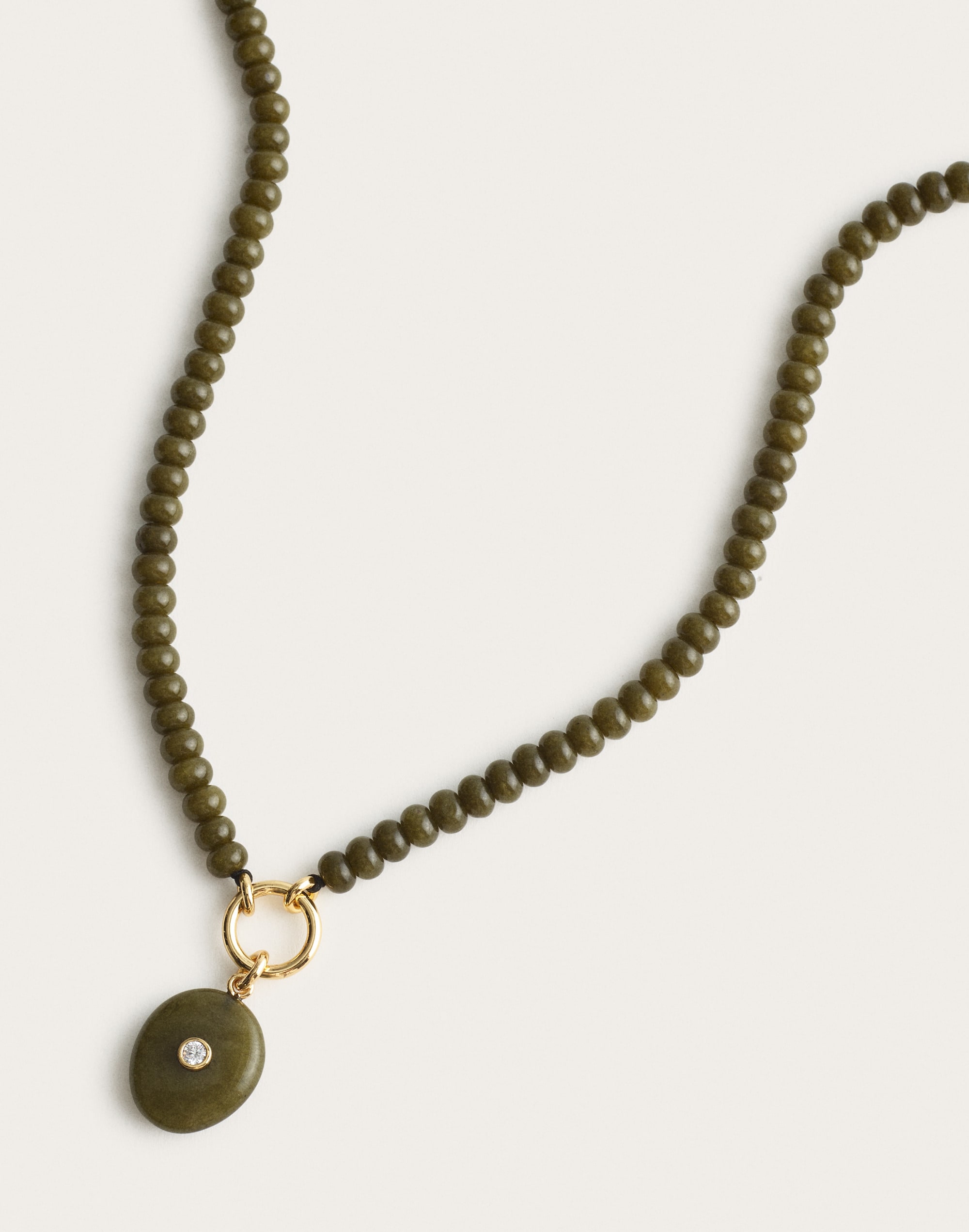 Semiprecious Donut Beaded Charm Necklace