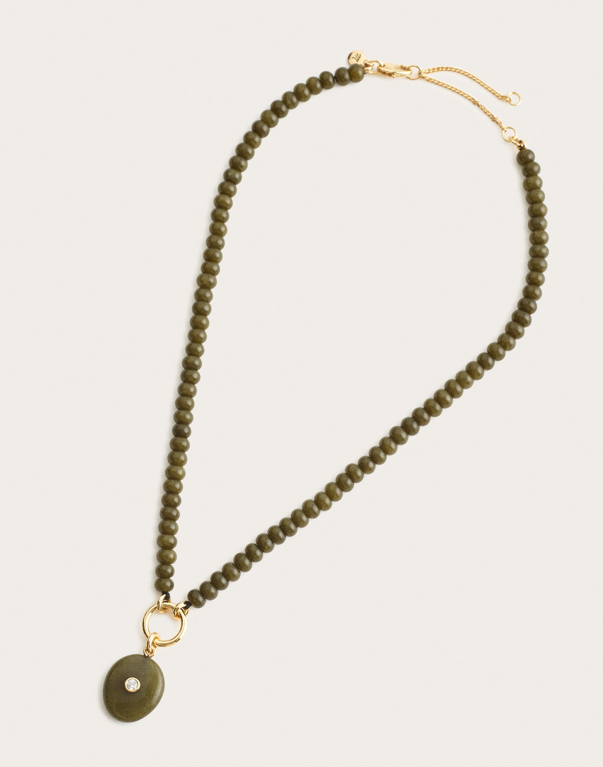 Semiprecious Donut Beaded Charm Necklace