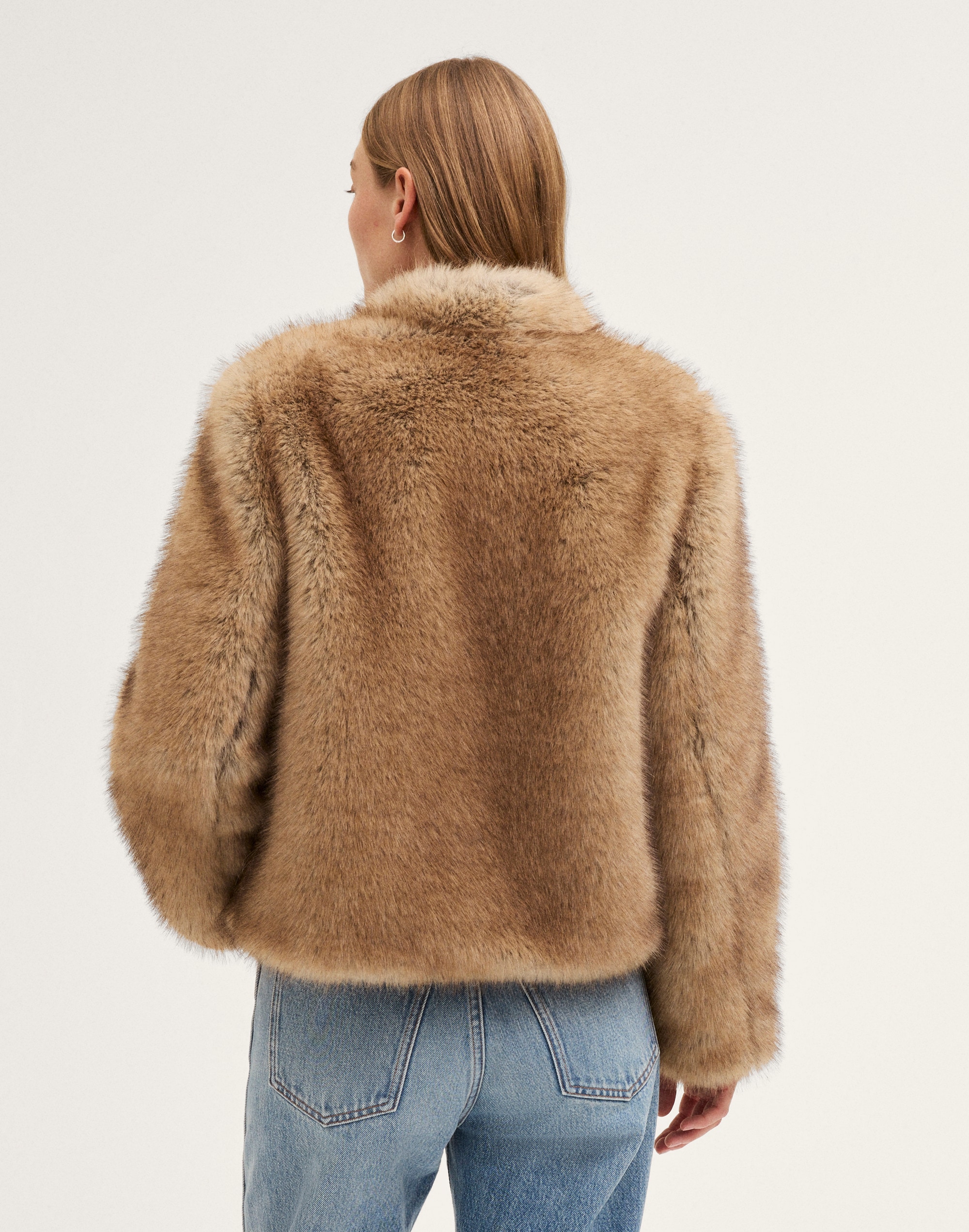 Stand-Collar Jacket in Faux Fur