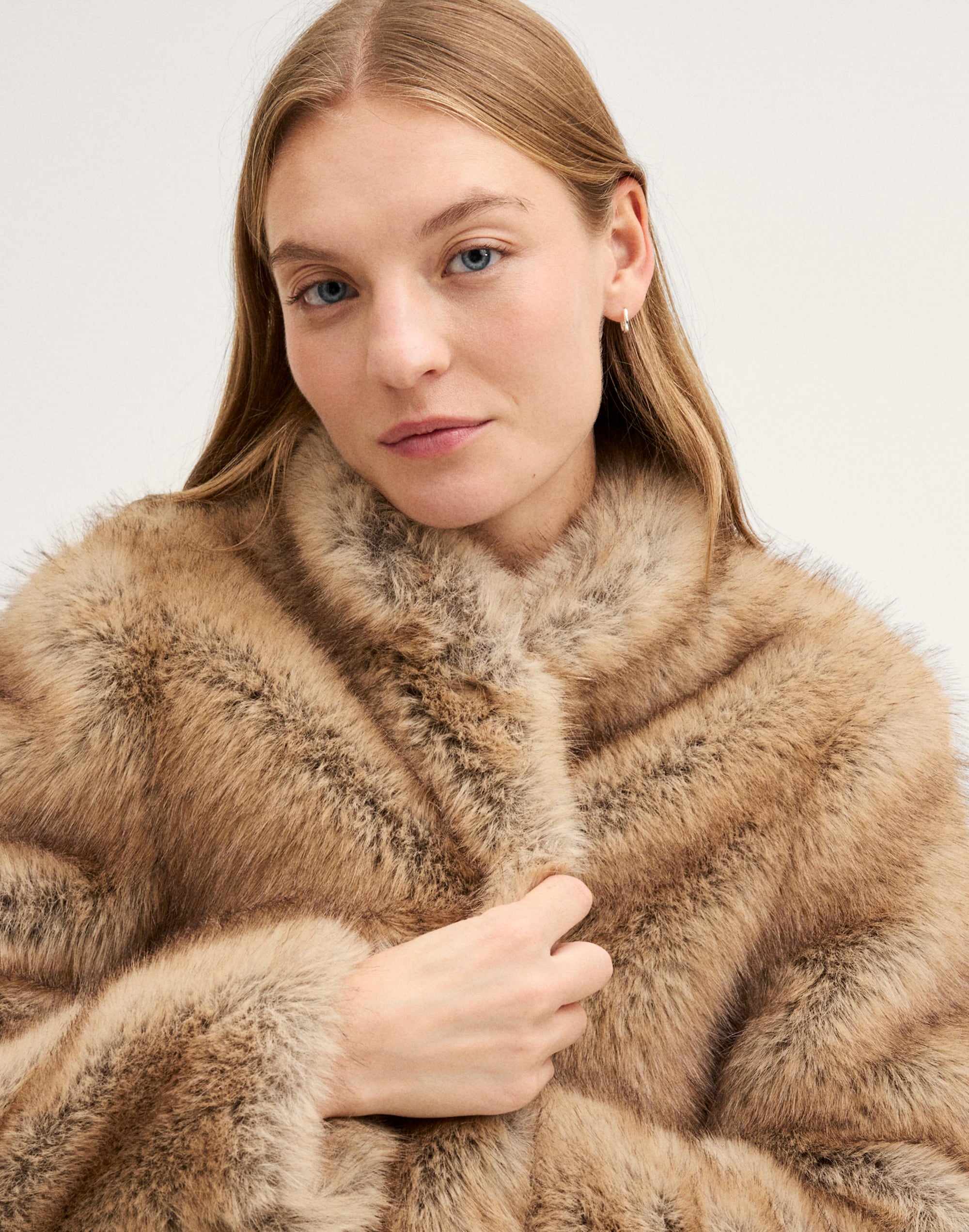 Stand-Collar Jacket in Faux Fur