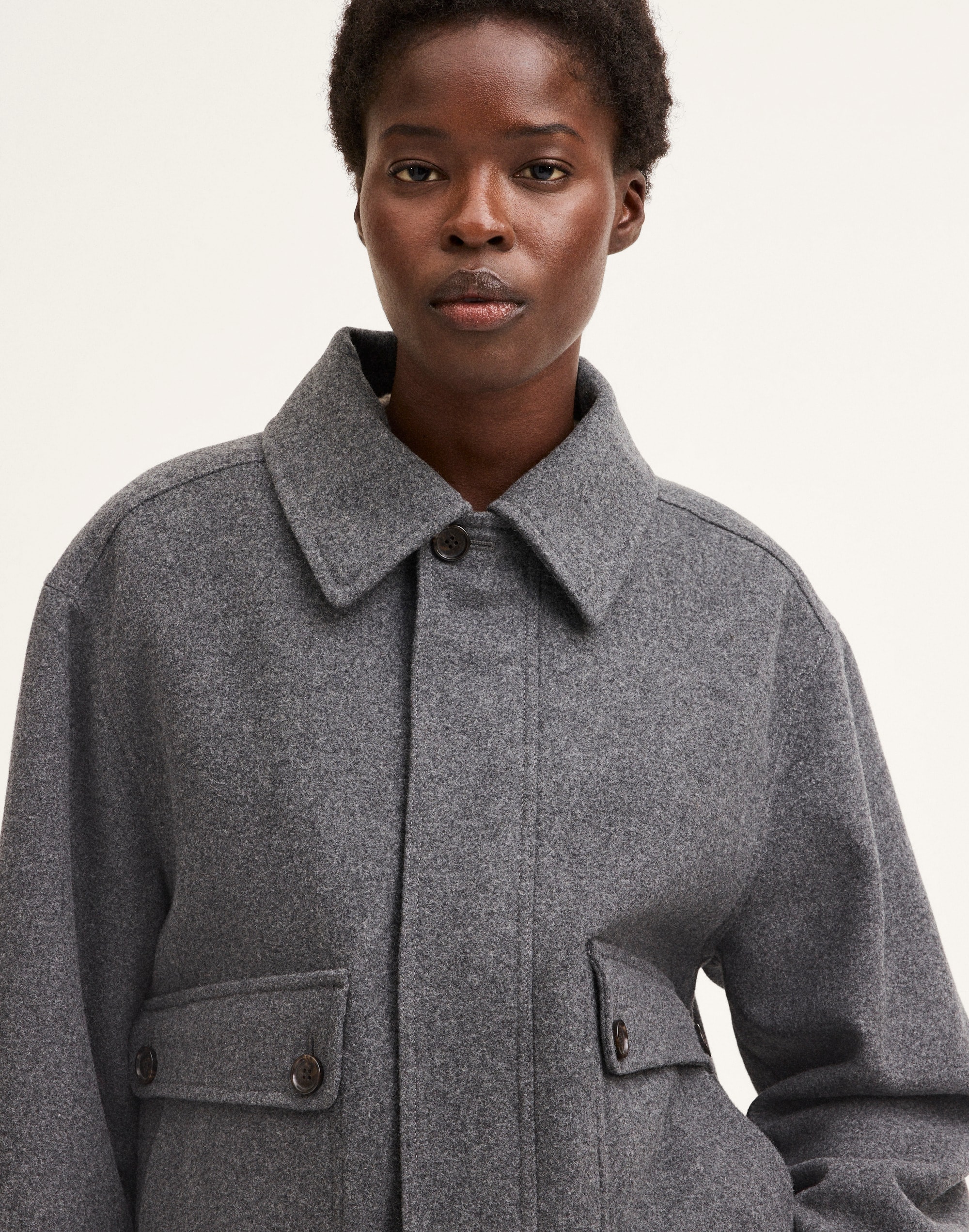 Faux-Fur Collar Utility Bomber Jacket