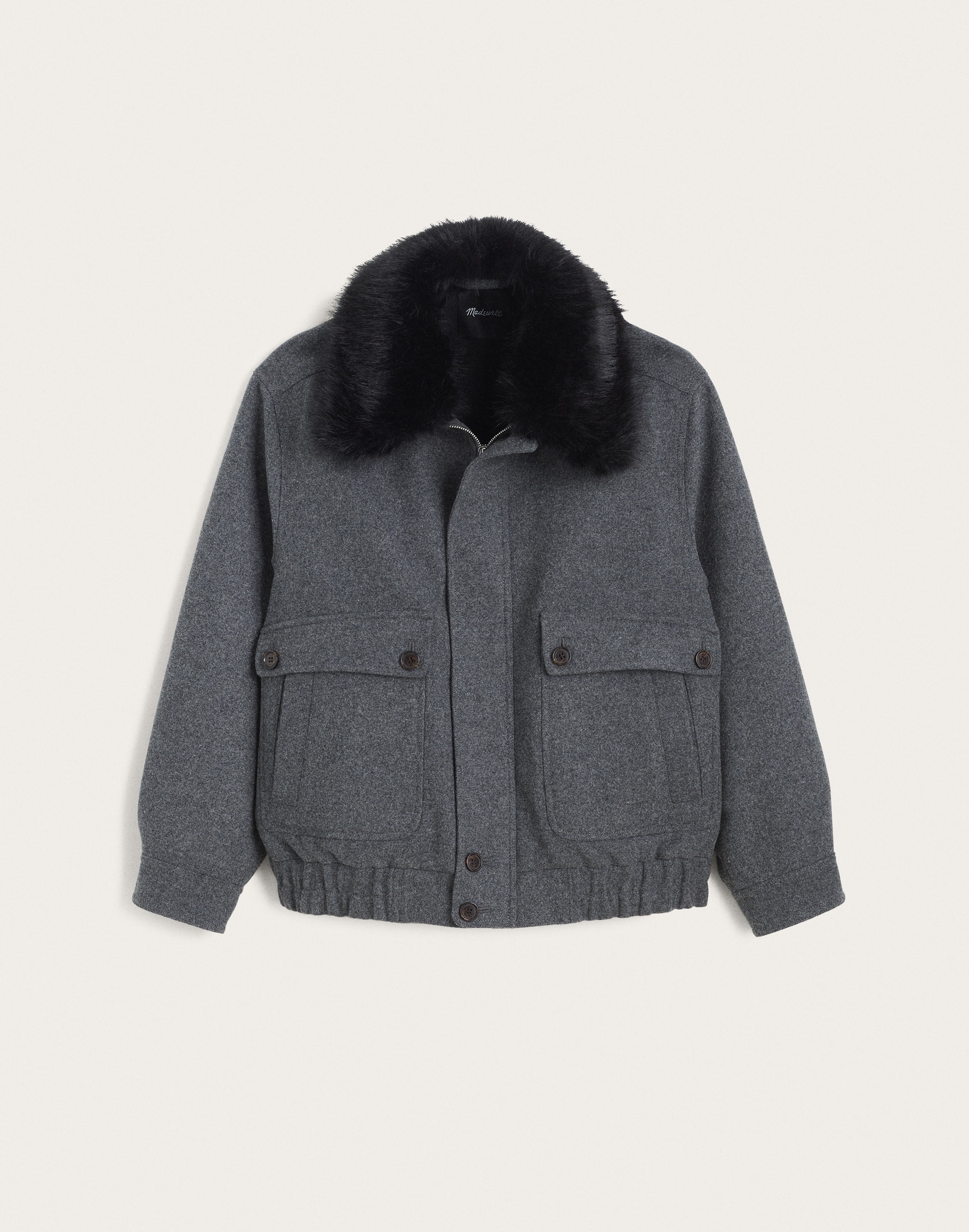 Faux-Fur Collar Utility Bomber Jacket