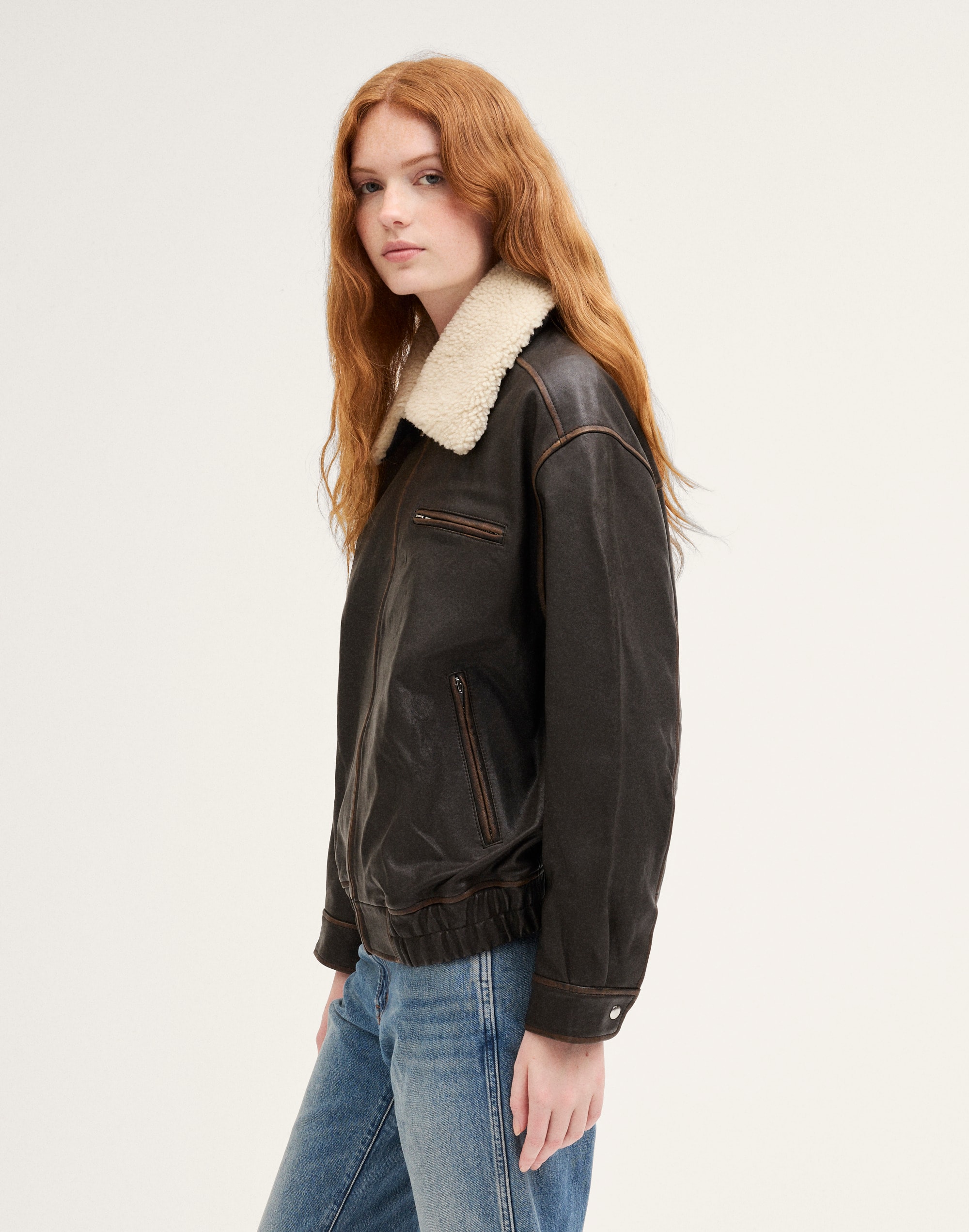 Utility Bomber Jacket in Leather