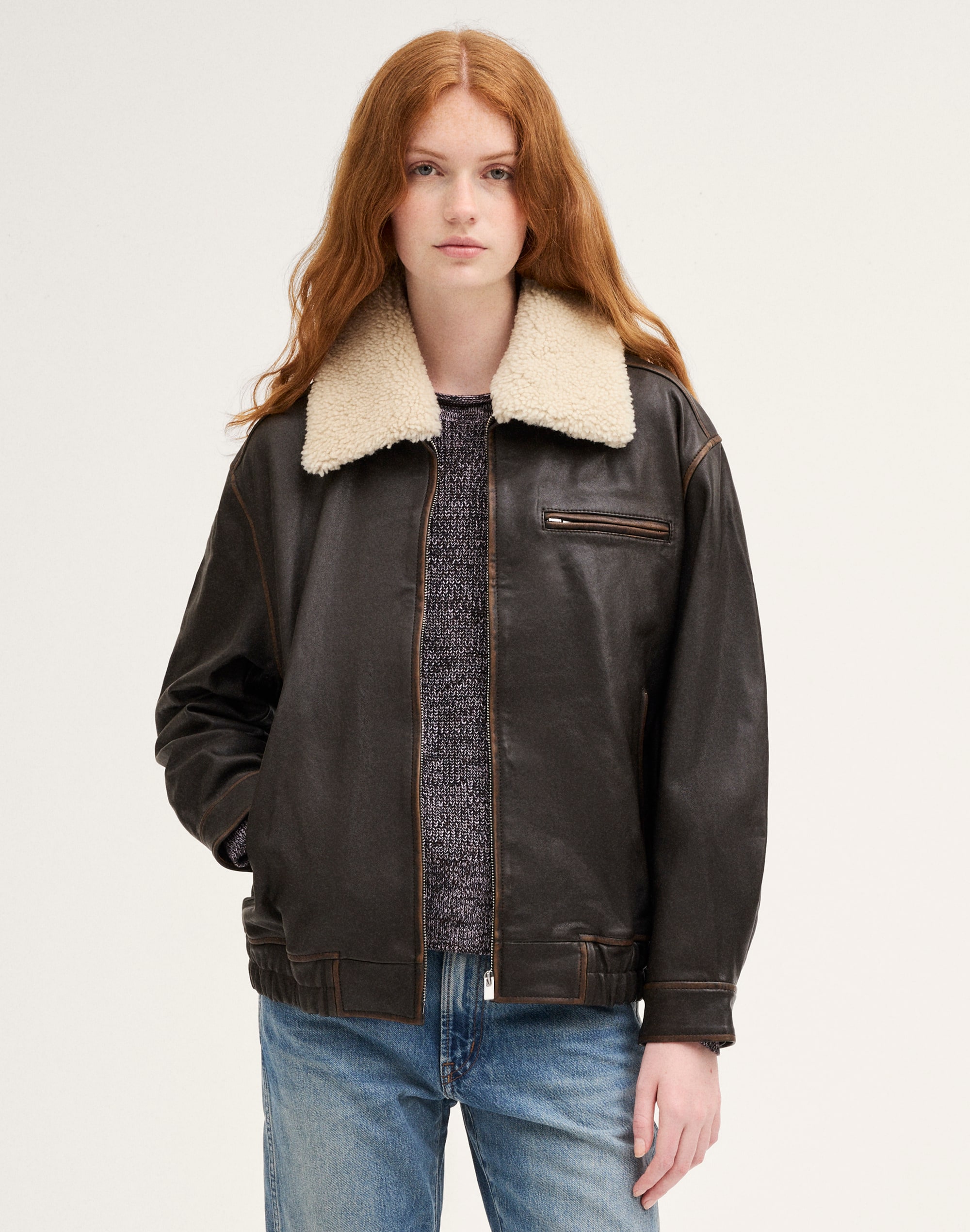 Utility Bomber Jacket in Leather