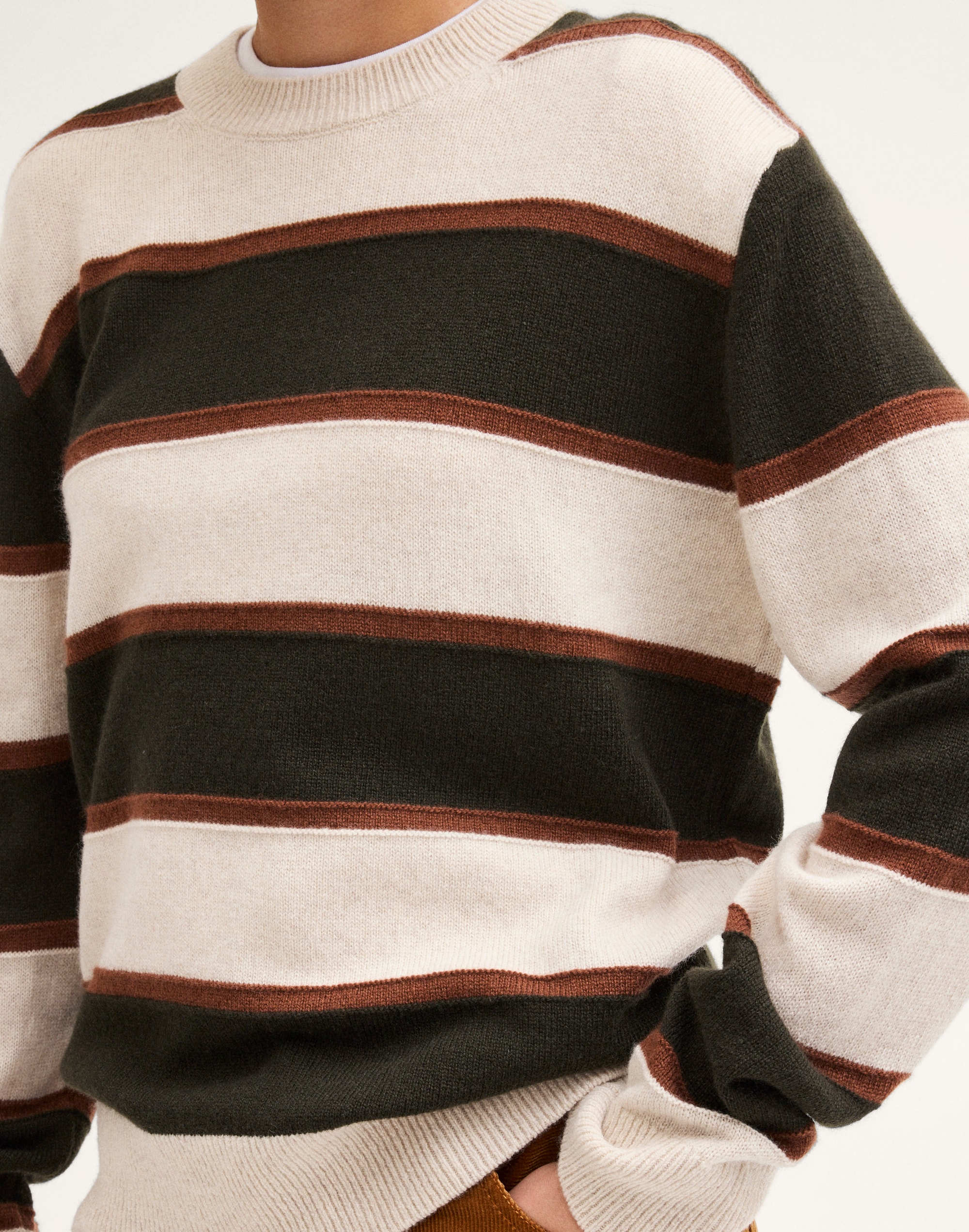 Textured-Stitch Crewneck Sweater